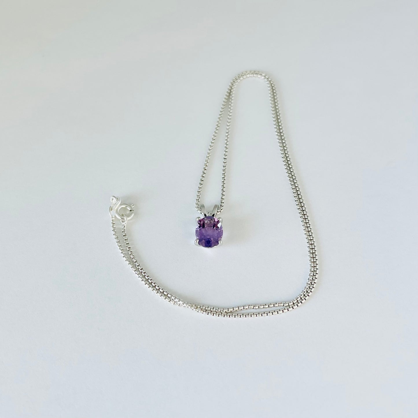 Sterling Silver Small Genuine Amethyst Necklace, February Birthstone Necklace, Silver Necklaces