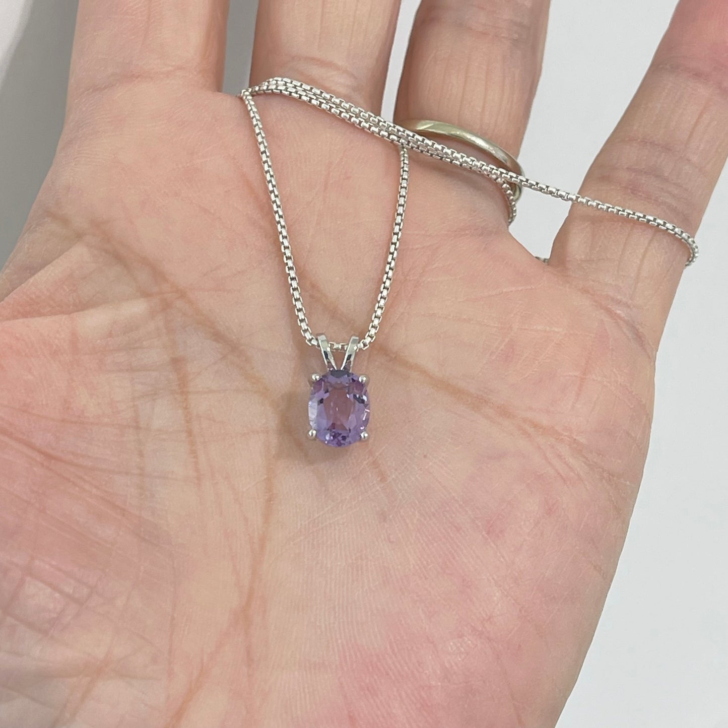 Sterling Silver Small Genuine Amethyst Necklace, February Birthstone Necklace, Silver Necklaces