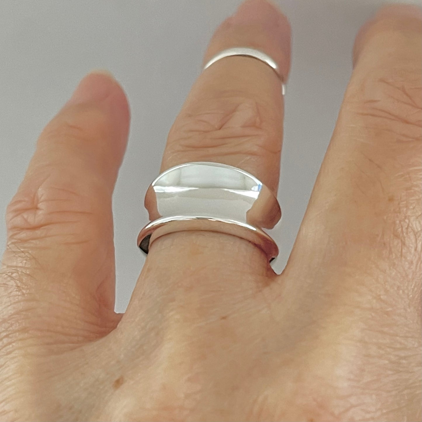 Sterling Silver Unisex Concave Ring, Silver Band, Silver Rings, Wedding Bands