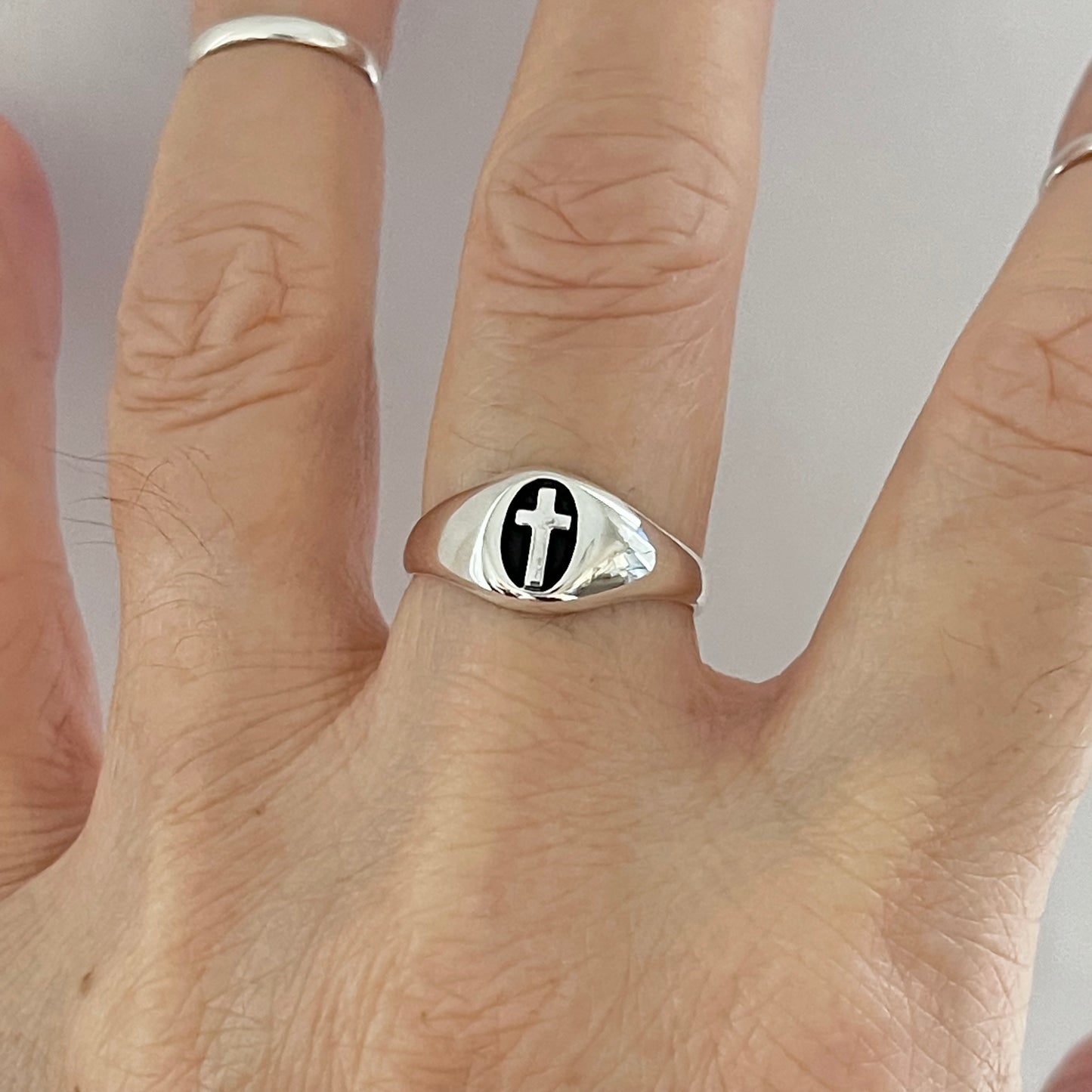 Sterling Silver Unisex Cross Ring, Religious Silver Rings, Christian Ring