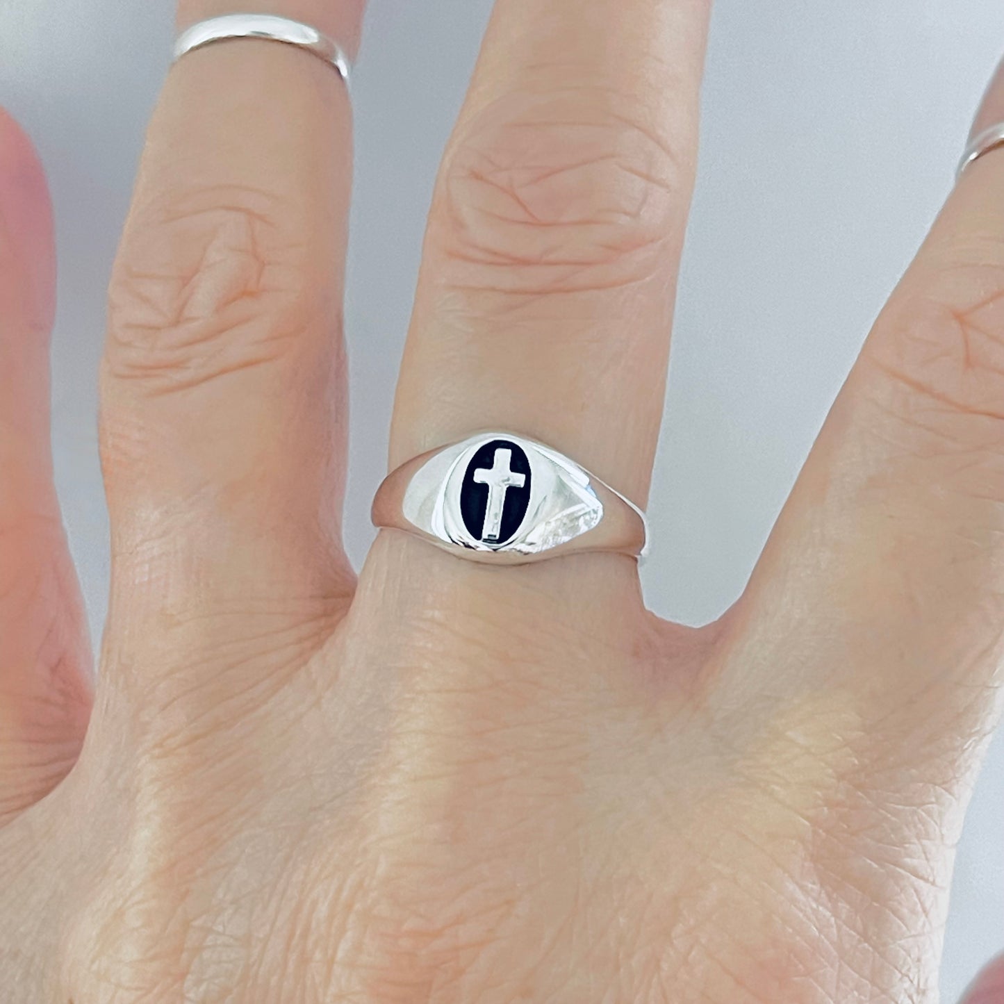 925 Sterling Silver Unisex Cross Ring | Statement Religious Silver Rings