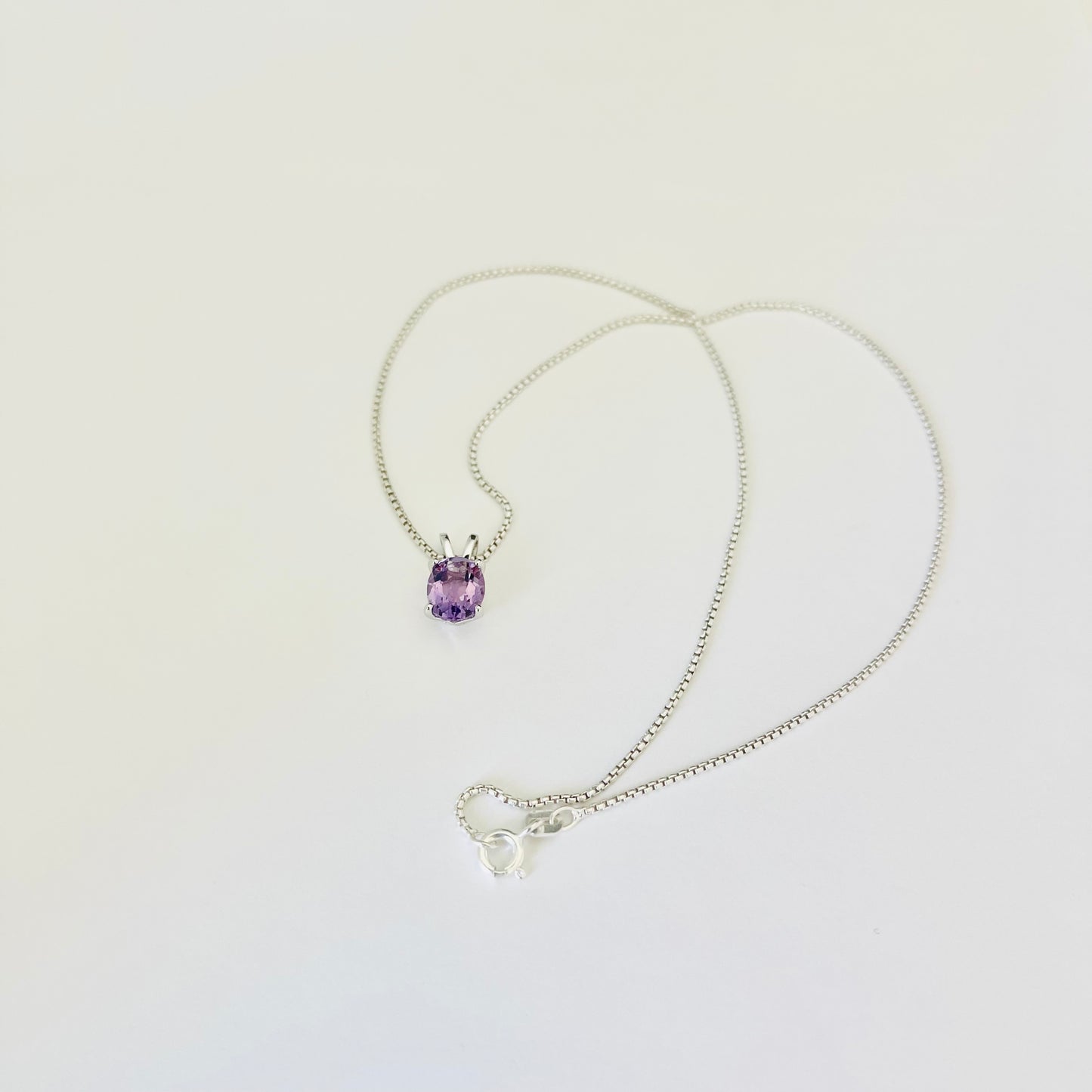 Sterling Silver Small Genuine Amethyst Necklace, February Birthstone Necklace, Silver Necklaces