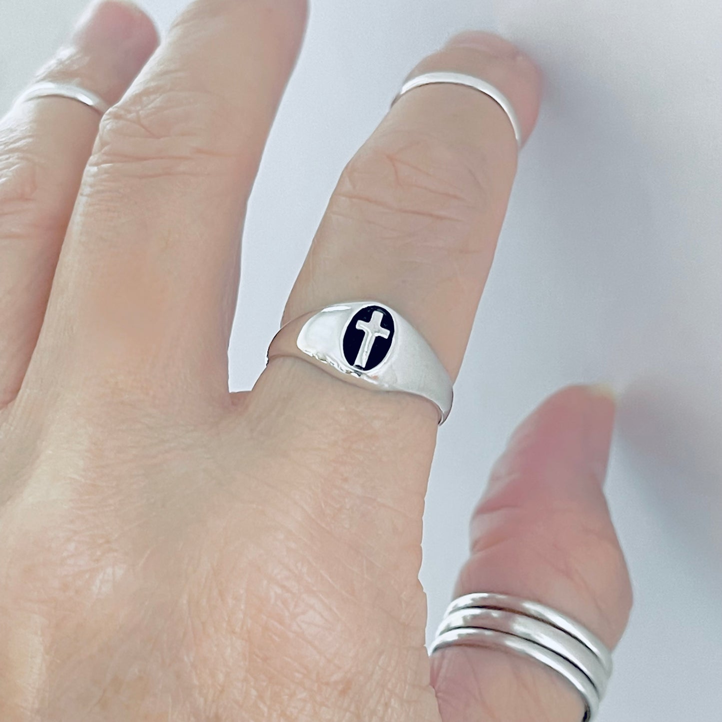 925 Sterling Silver Unisex Cross Ring | Statement Religious Silver Rings