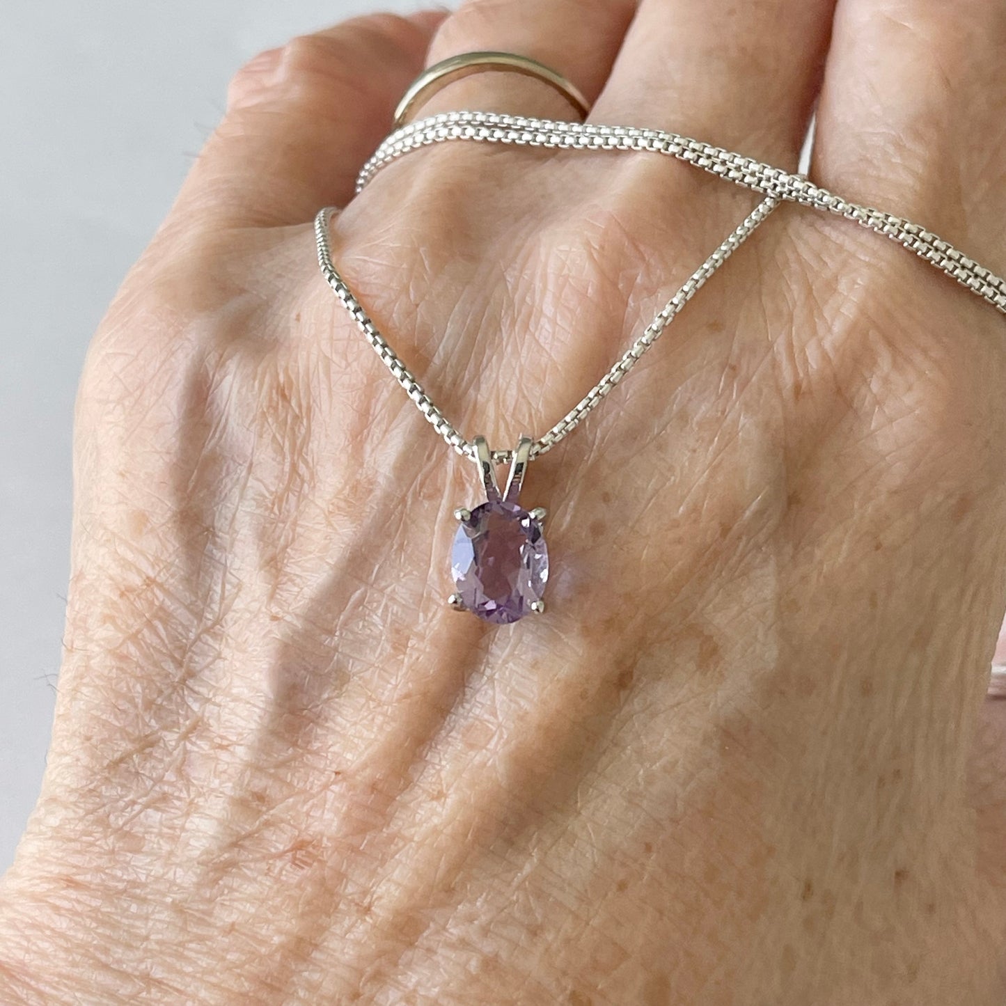 Sterling Silver Small Genuine Amethyst Necklace, February Birthstone Necklace, Silver Necklaces