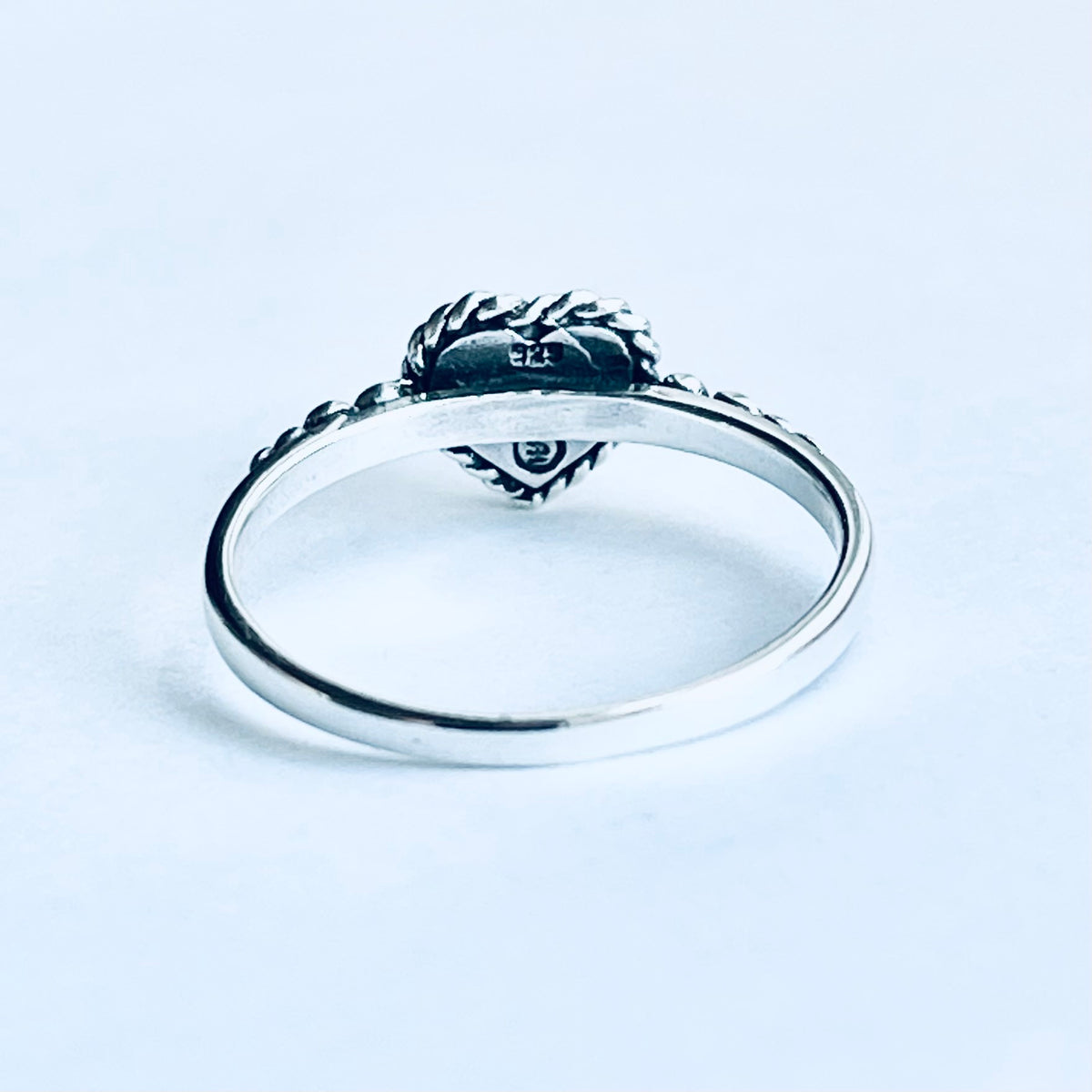 Sterling Silver Small White Lab Opal Heart Ring – Dainty October Birthstone Silver Rings