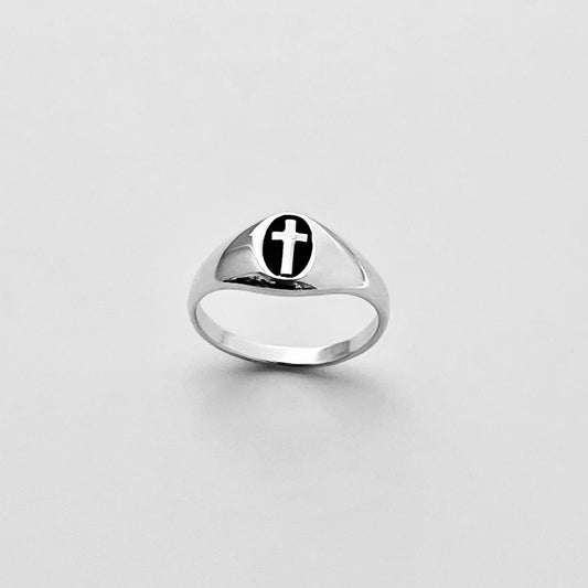 Sterling Silver Unisex Cross Ring, Religious Silver Rings, Christian Ring