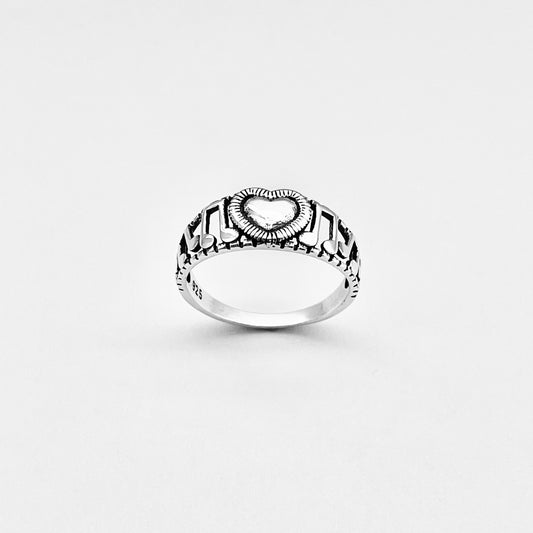 Sterling Silver Heart Music Note Ring, Musical Clef Notes Song Writer Silver Rings