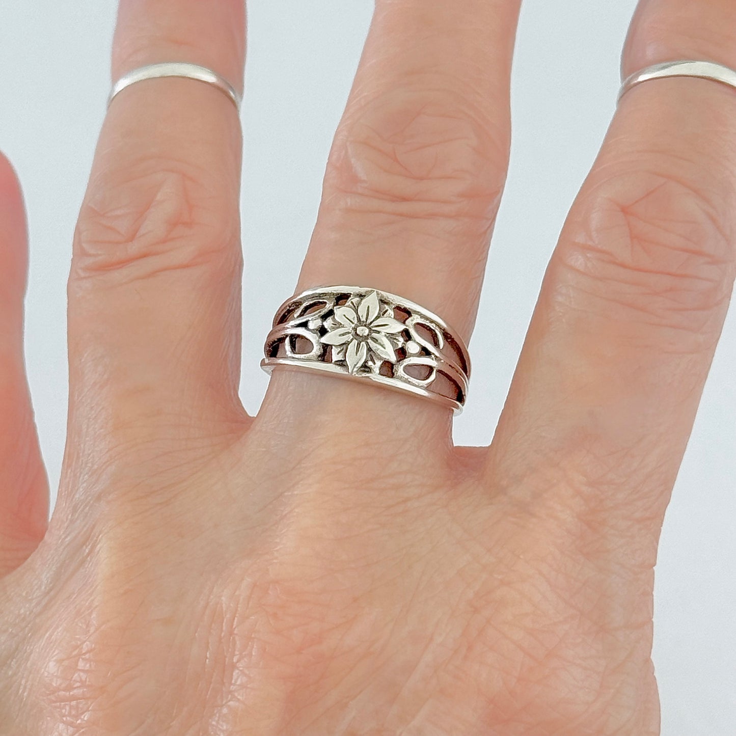 Sterling Silver Starflower Ring with Swirly | Ipheion uniflorum Flower, Floral Jewelry