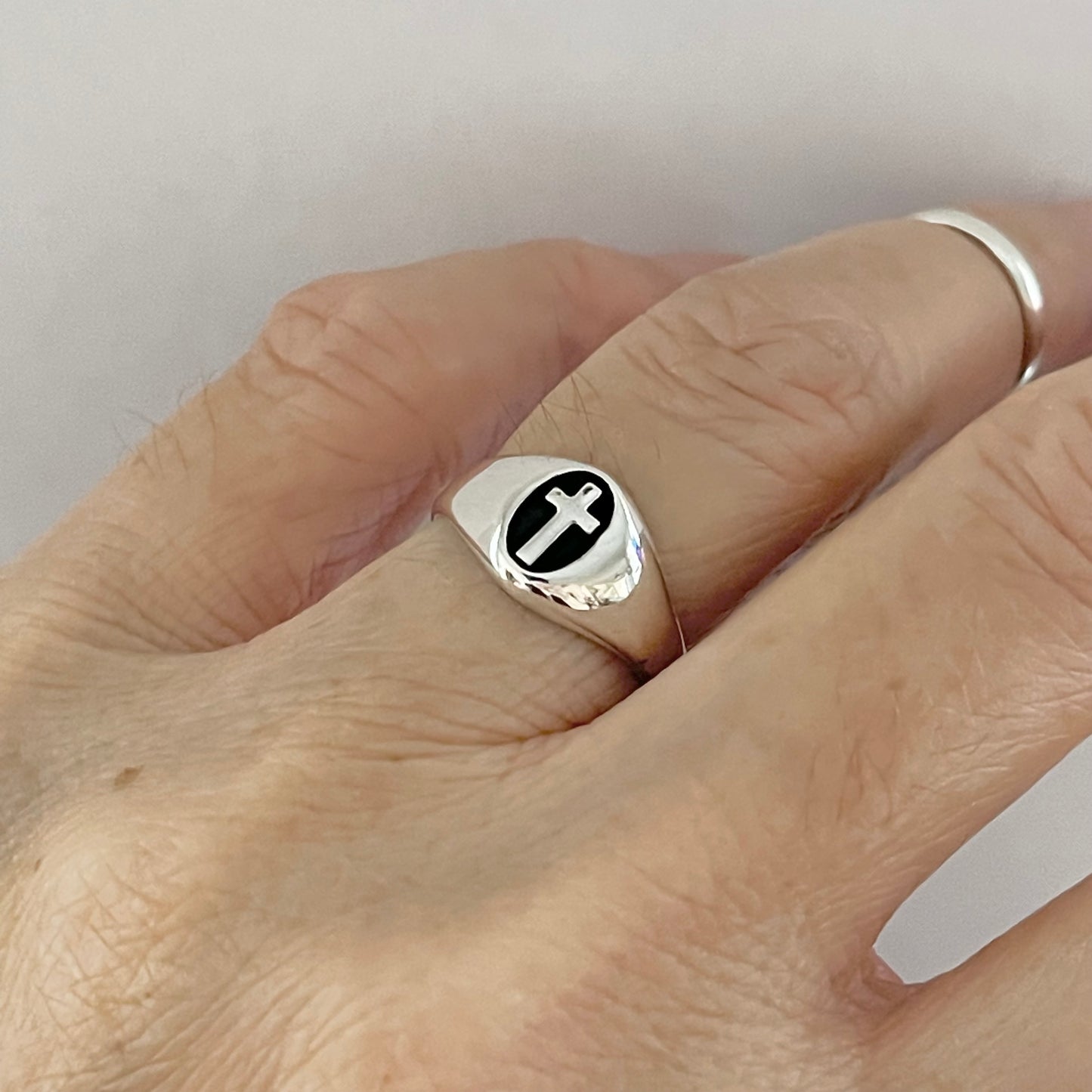 Sterling Silver Unisex Cross Ring, Religious Silver Rings, Christian Ring