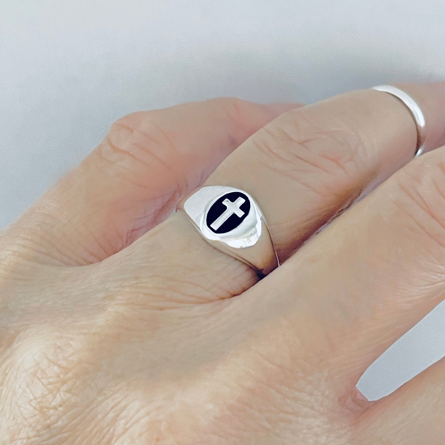 925 Sterling Silver Unisex Cross Ring | Statement Religious Silver Rings