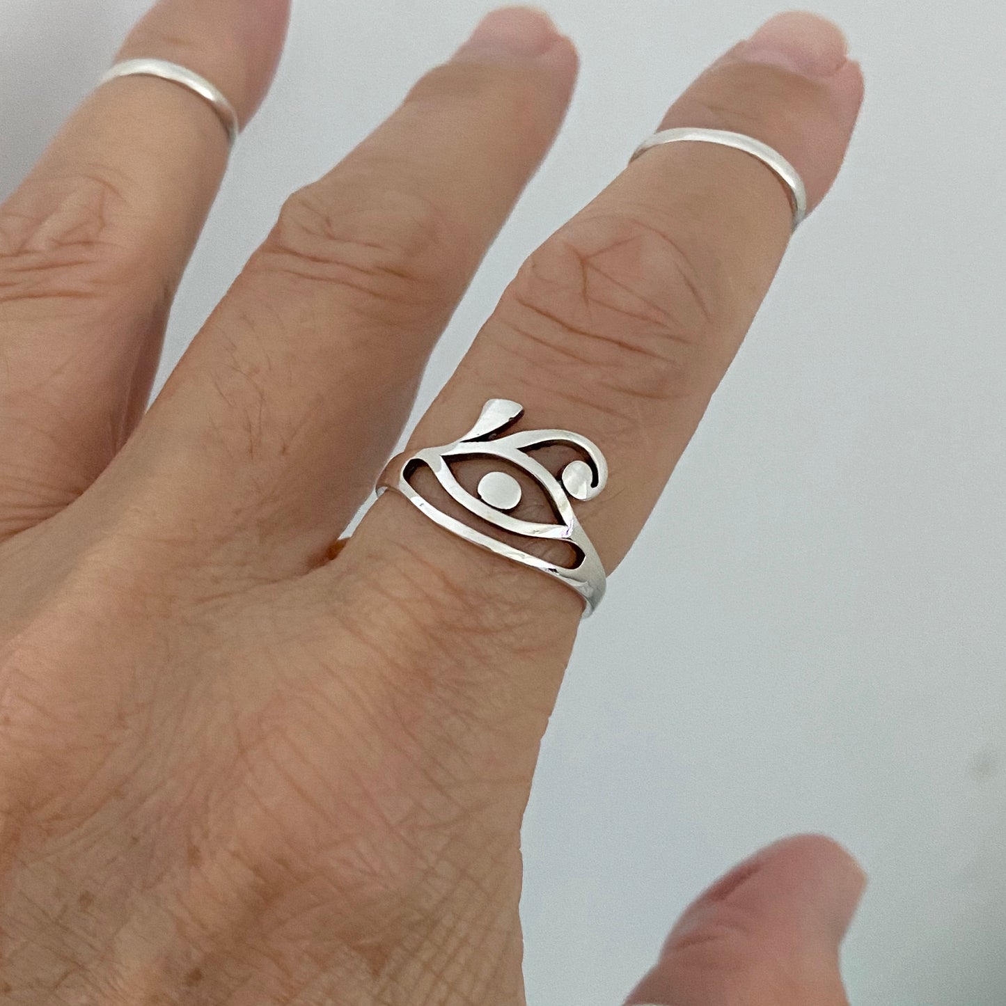 Sterling Silver Thin Delicate Ra Eye Ring, Eye of Horus Ring, Protection Silver Rings