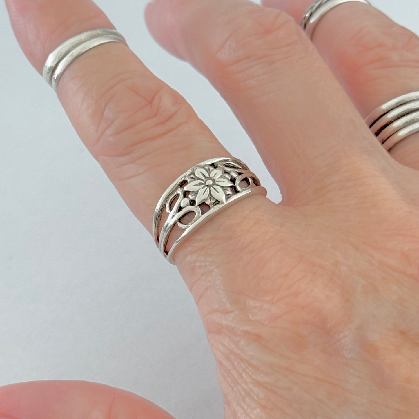 Sterling Silver Starflower Ring with Swirly | Ipheion uniflorum Flower, Floral Jewelry