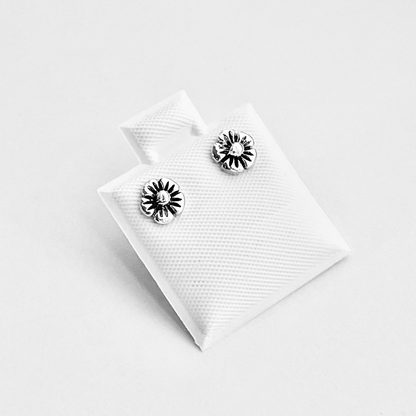Sterling Silver Forget Me Not Flower Earrings – Dainty Floral Stud Silver Earring