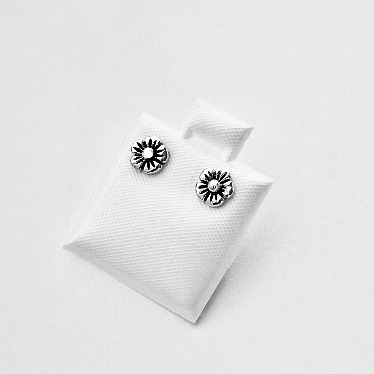 Sterling Silver Forget Me Not Flower Earrings – Dainty Floral Stud Silver Earring