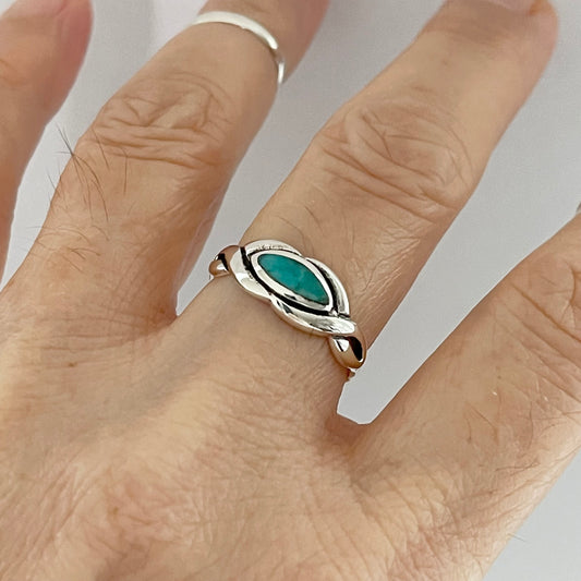 Sterling Silver Genuine Turquoise Infinity Eye Ring, Stone Silver rings