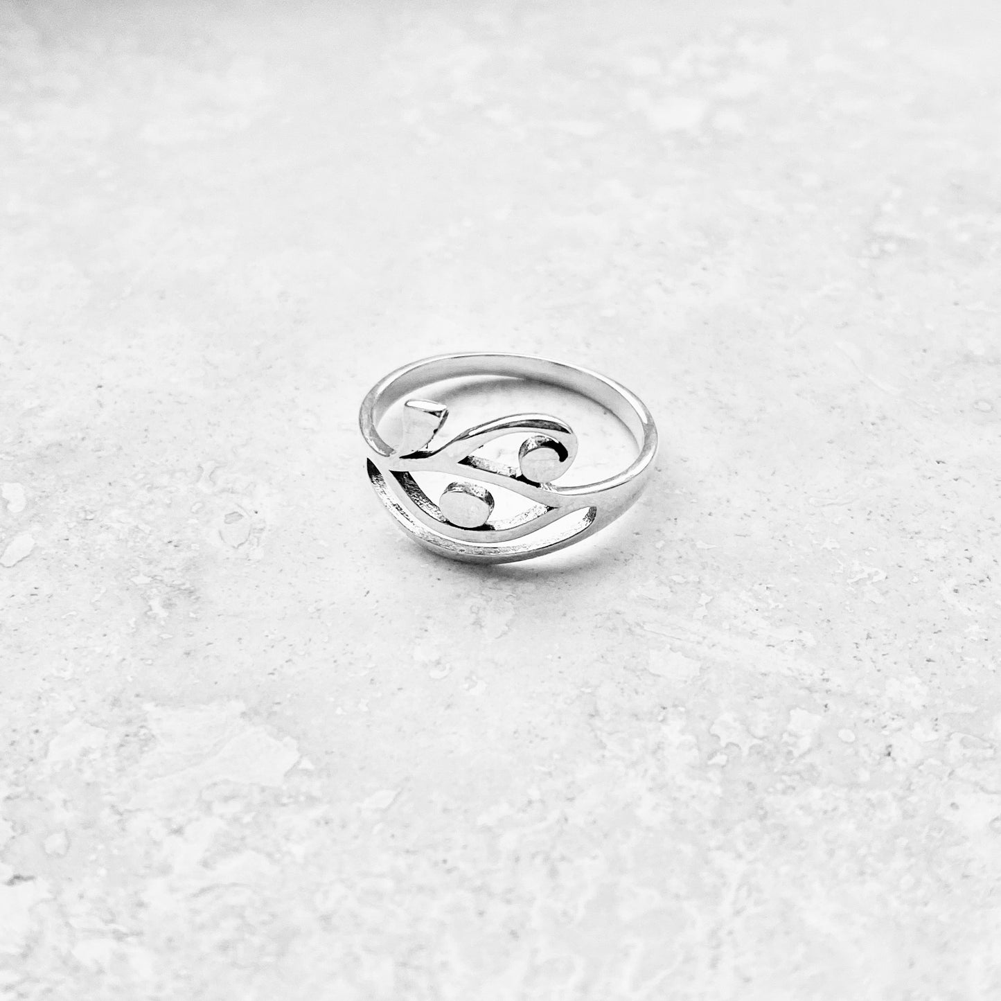 925 Sterling Silver Thin Eye of Ra Ring | Dainty Eye of Horus Protection Silver Rings