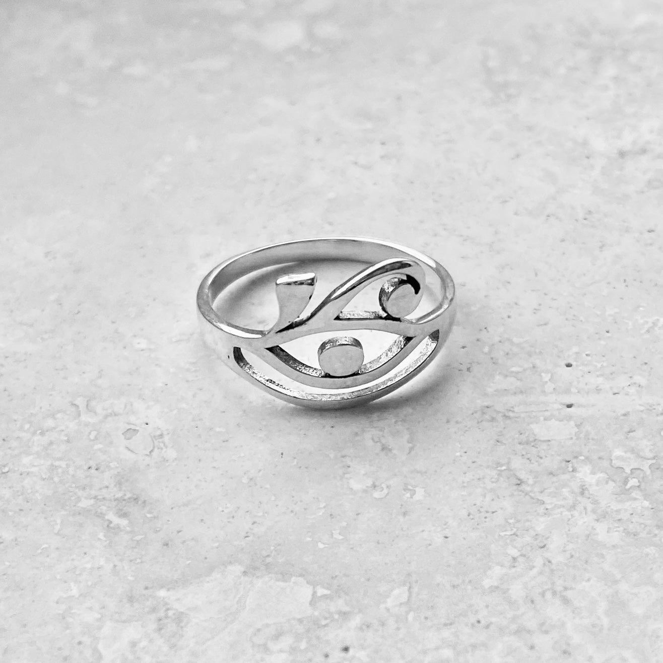 Sterling Silver Thin Delicate Ra Eye Ring, Eye of Horus Ring, Protection Silver Rings