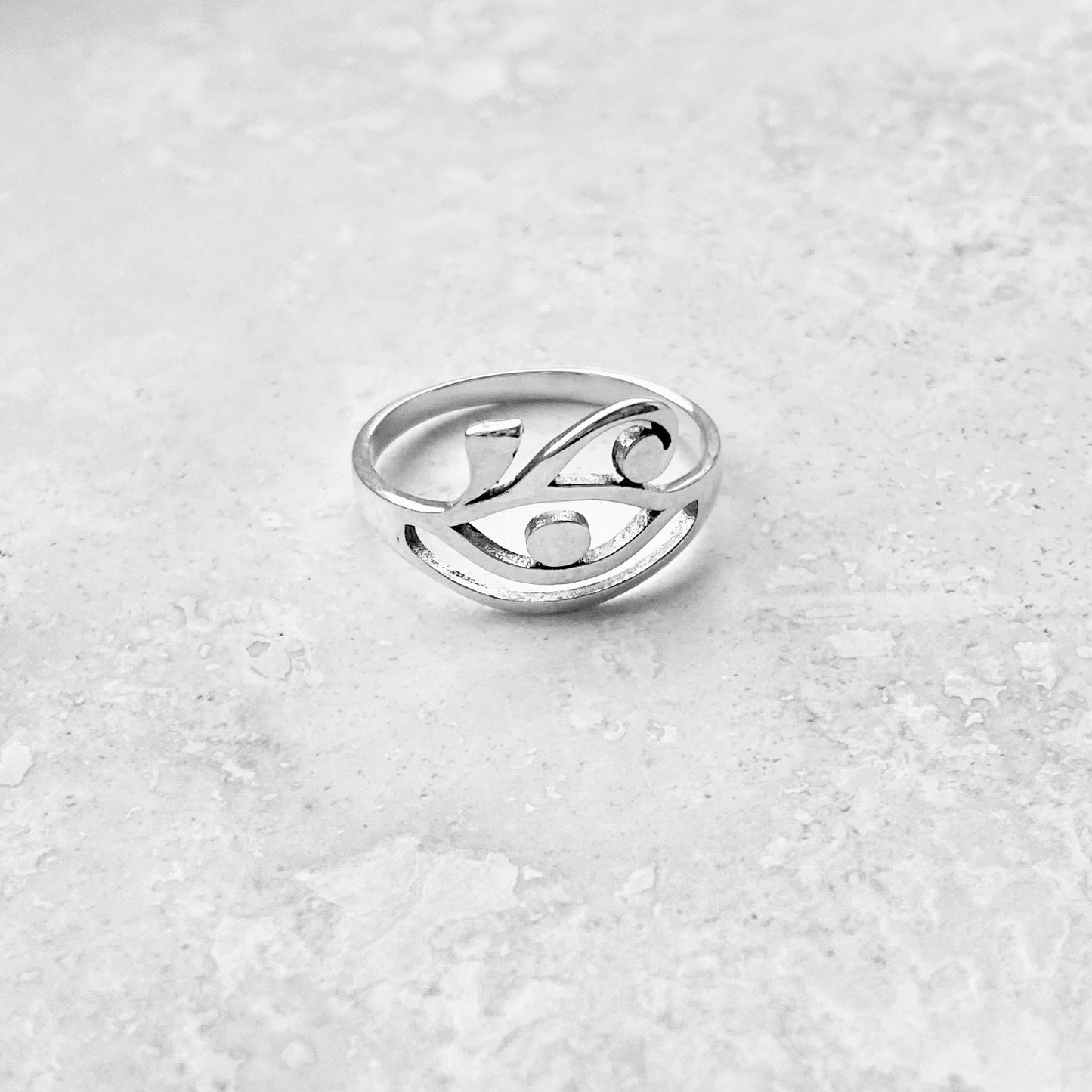 925 Sterling Silver Thin Eye of Ra Ring | Dainty Eye of Horus Protection Silver Rings