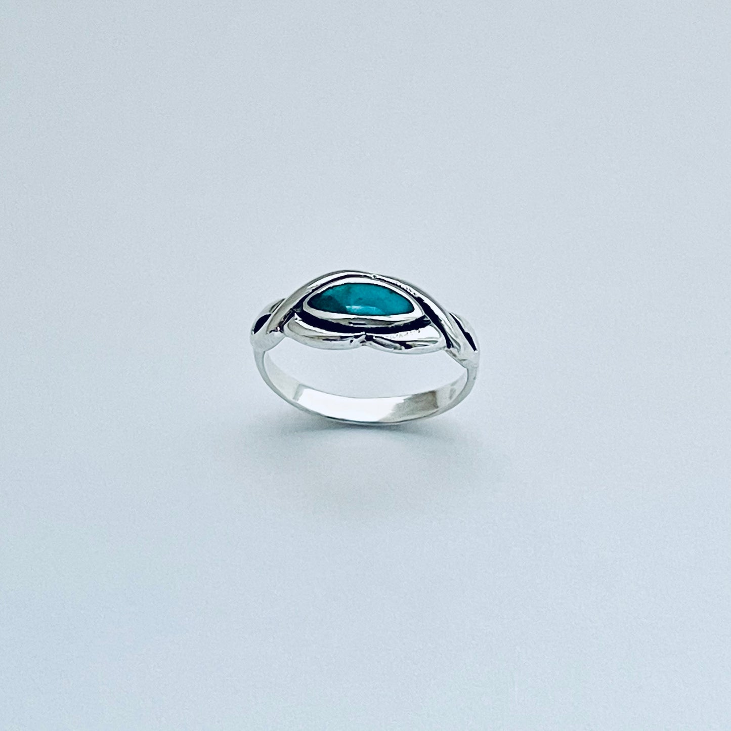 Sterling Silver Genuine Turquoise Infinity Eye Ring, Silver rings, Stone Jewelry