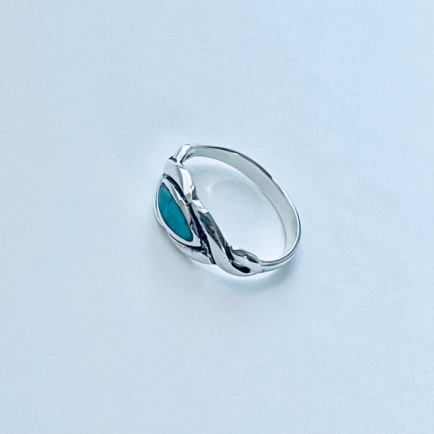 Sterling Silver Genuine Turquoise Infinity Eye Ring, Silver rings, Stone Jewelry