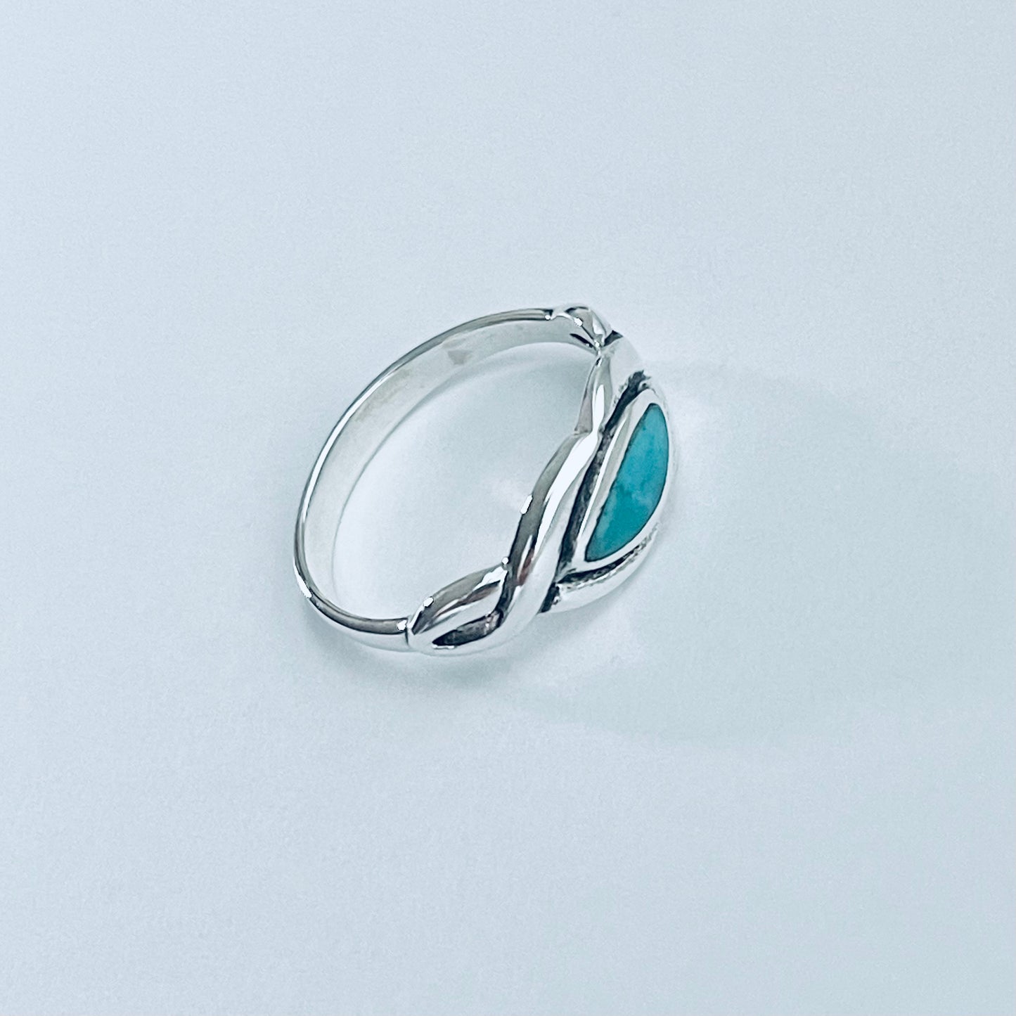 Sterling Silver Genuine Turquoise Infinity Eye Ring, Silver rings, Stone Jewelry