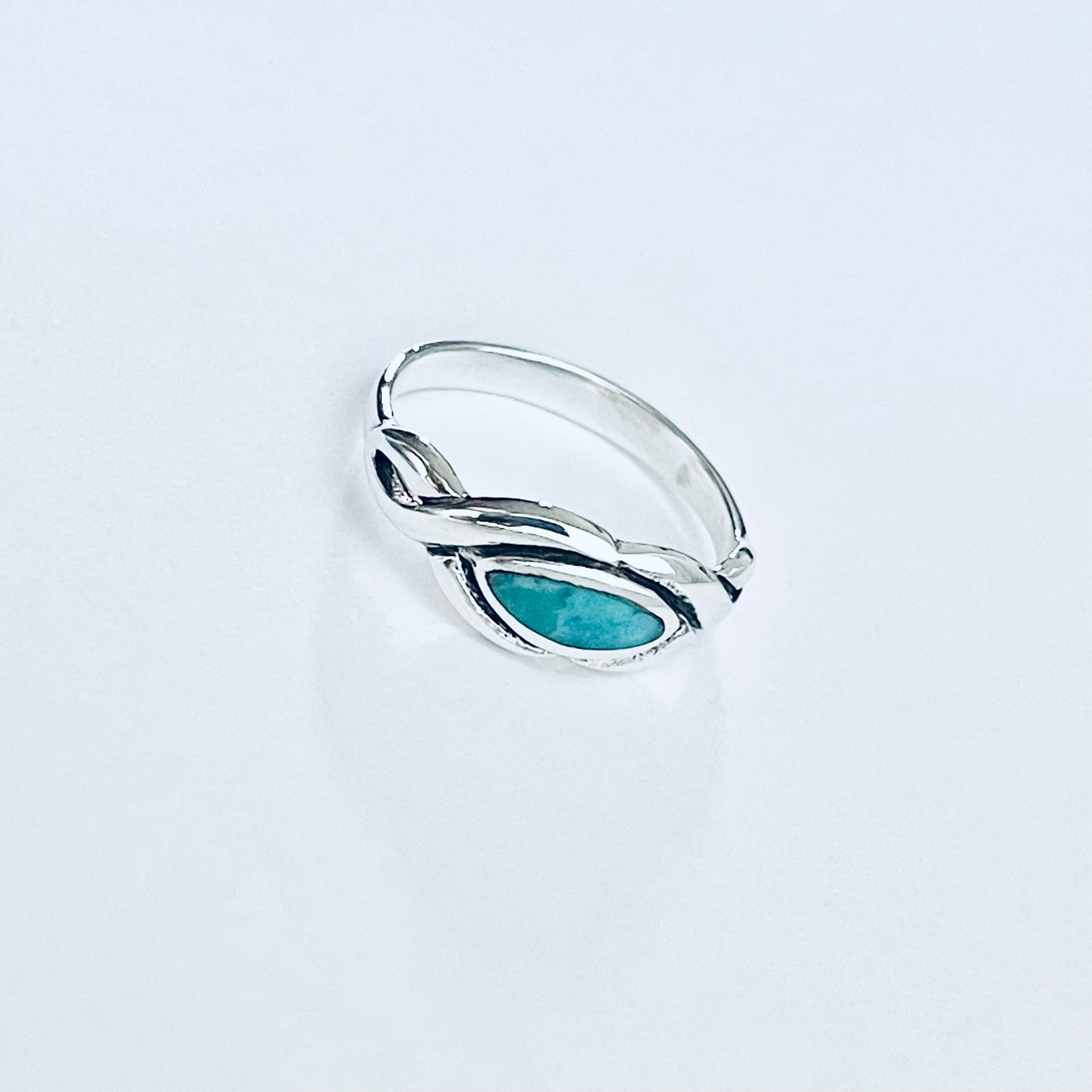 Sterling Silver Genuine Turquoise Infinity Eye Ring, Silver rings, Stone Jewelry