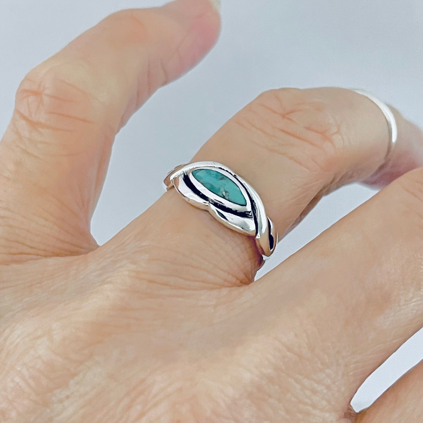 Sterling Silver Genuine Turquoise Infinity Eye Ring, Silver rings, Stone Jewelry