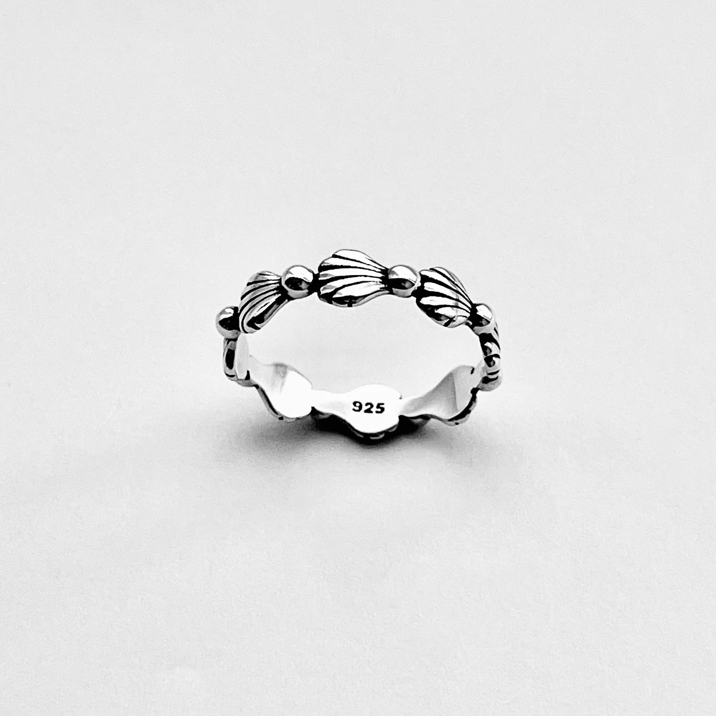 Sterling Silver Eternity Seashell Band, Ocean Jewelry, Beach Shells