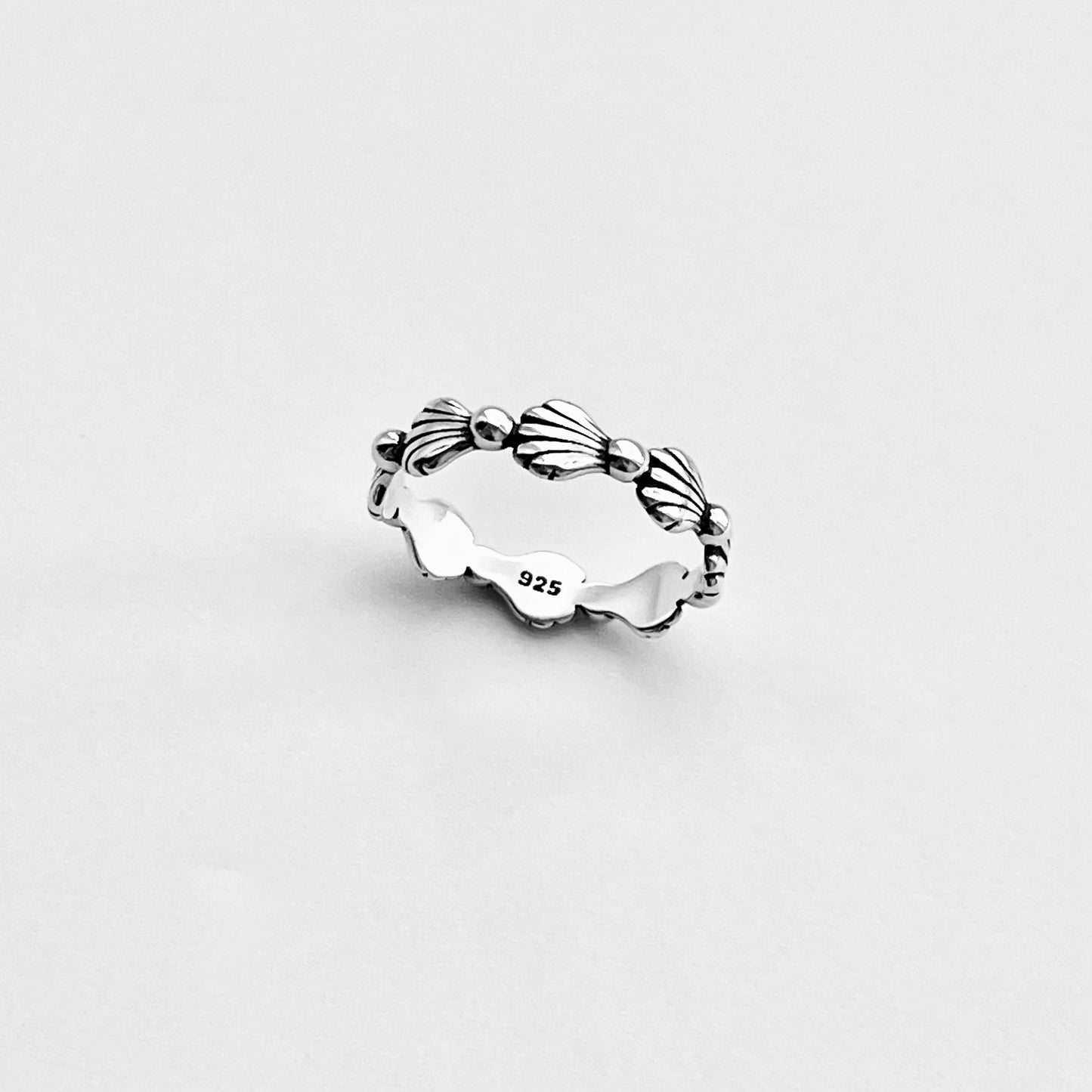 Sterling Silver Eternity Seashell Band, Ocean Jewelry, Beach Shells