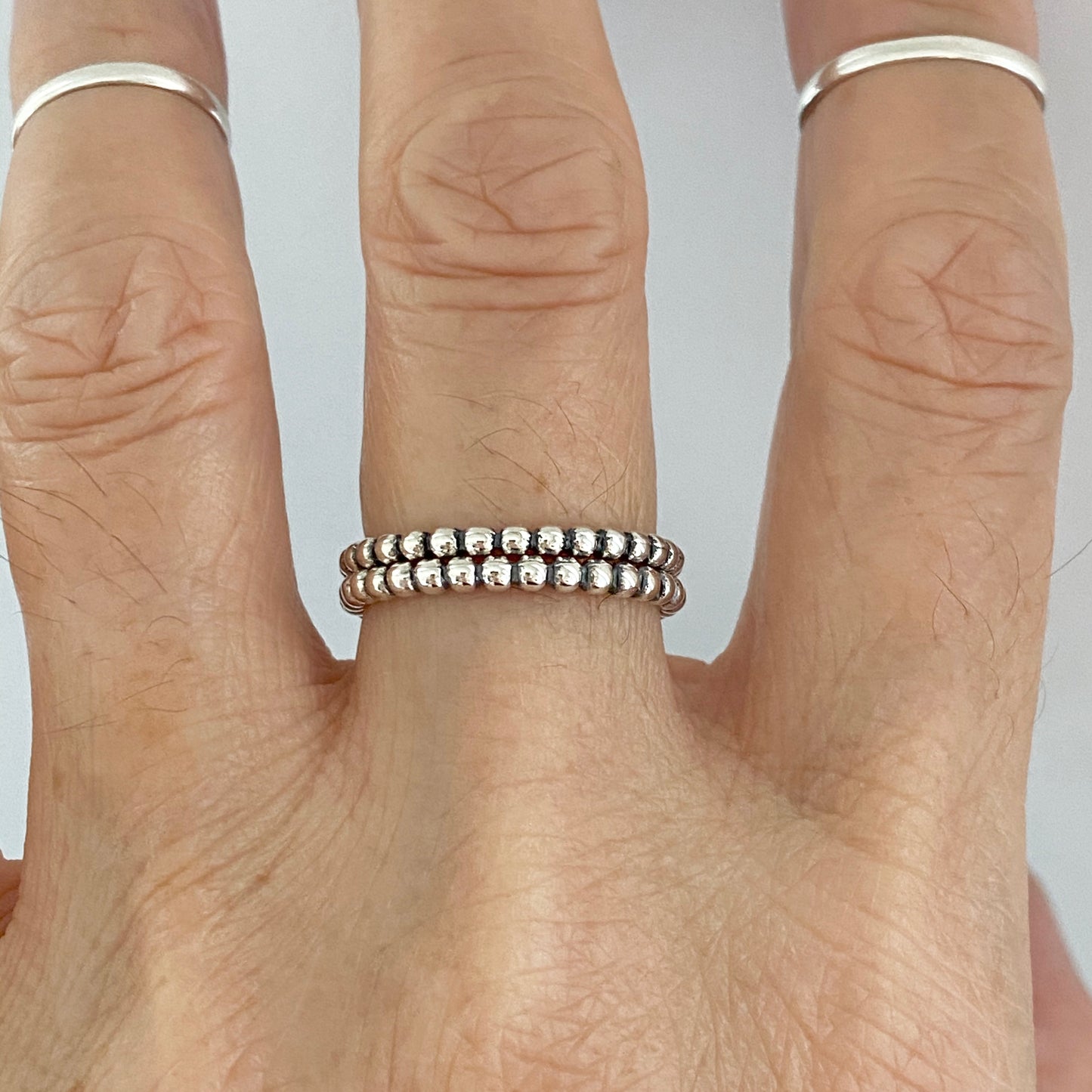 Sterling Silver Eternity Bead Ring, Stackable Silver Rings, Wedding Band