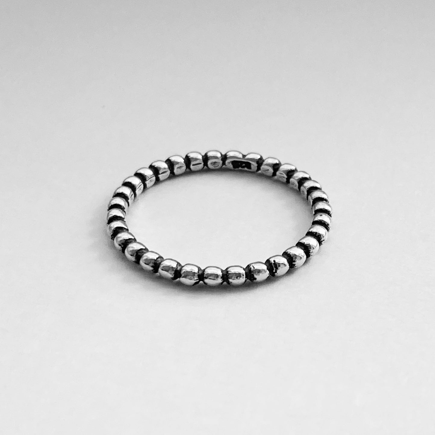 Sterling Silver Eternity Bead Ring, Stackable Silver Rings, Wedding Band