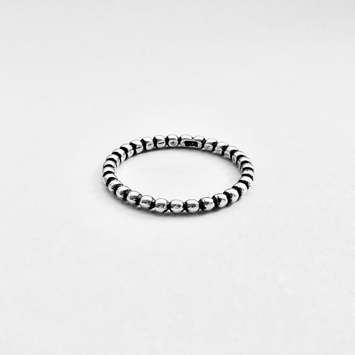 925 Sterling Silver Eternity Bead Ring | Dainty Stackable Beaded Wedding Band