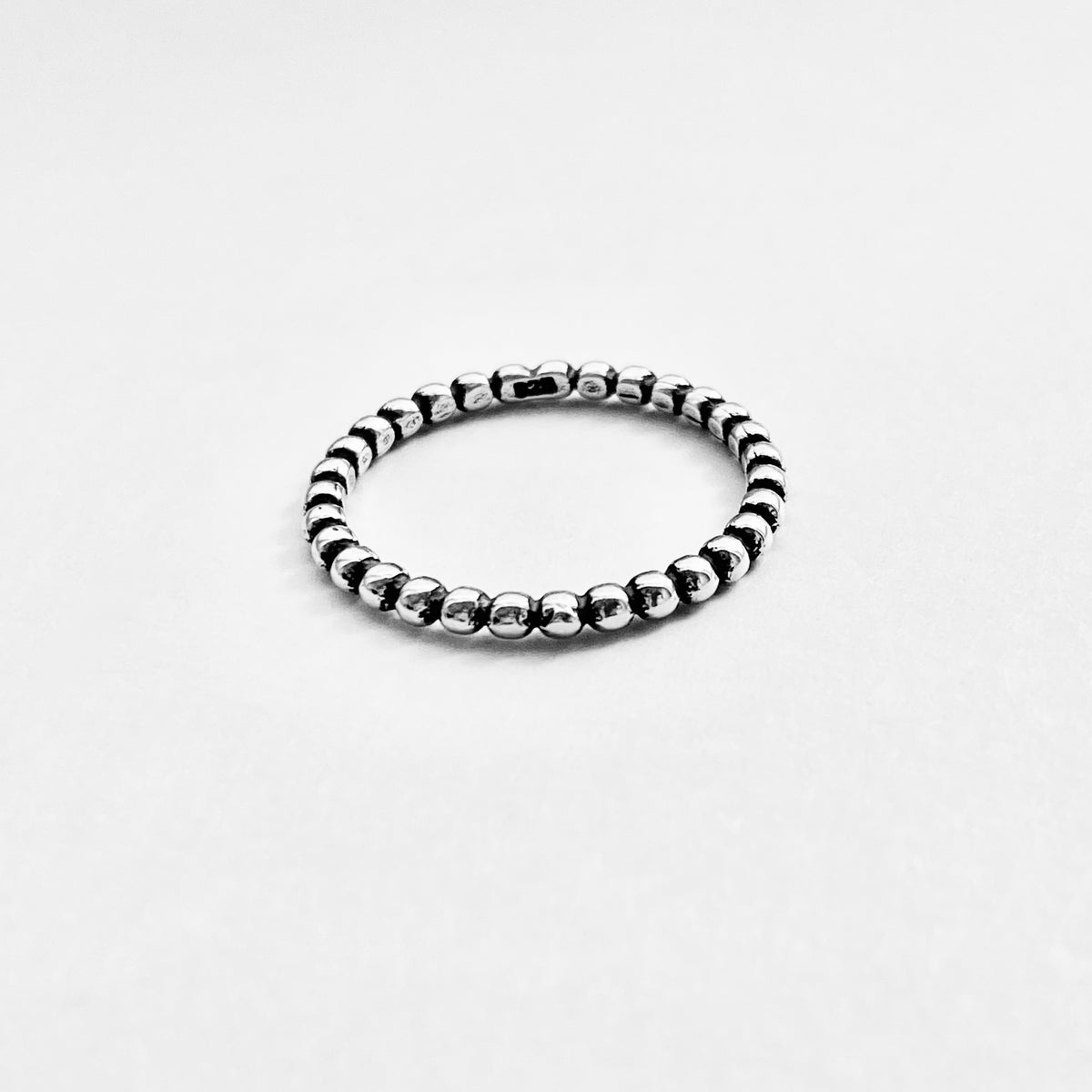 925 Sterling Silver Eternity Bead Ring | Dainty Stackable Beaded Wedding Band