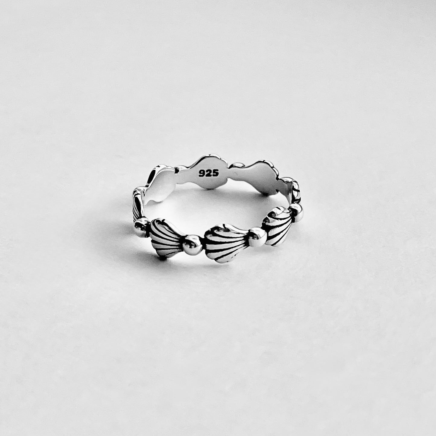 Sterling Silver Eternity Seashell Band, Ocean Jewelry, Beach Shells