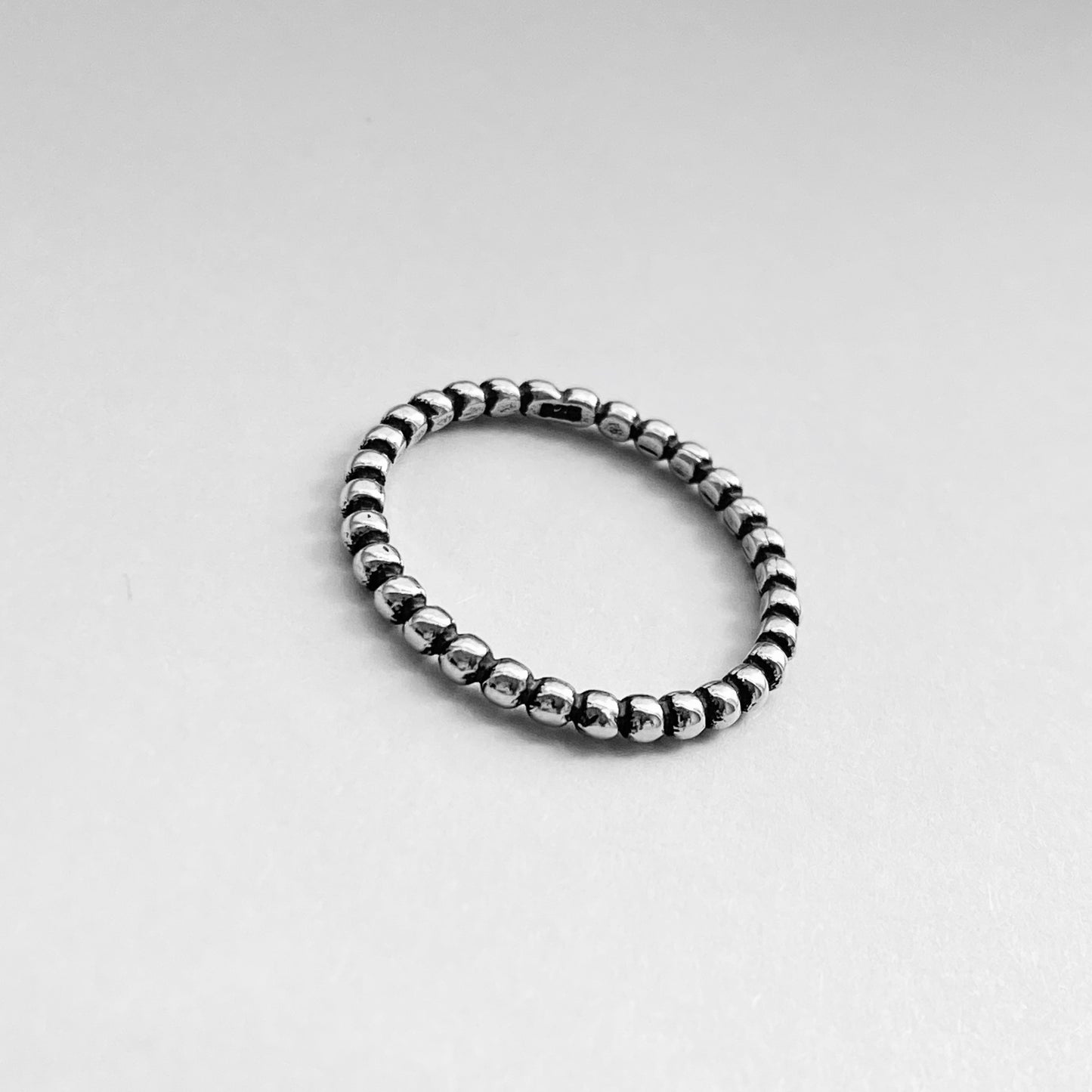 Sterling Silver Eternity Bead Ring, Stackable Silver Rings, Wedding Band