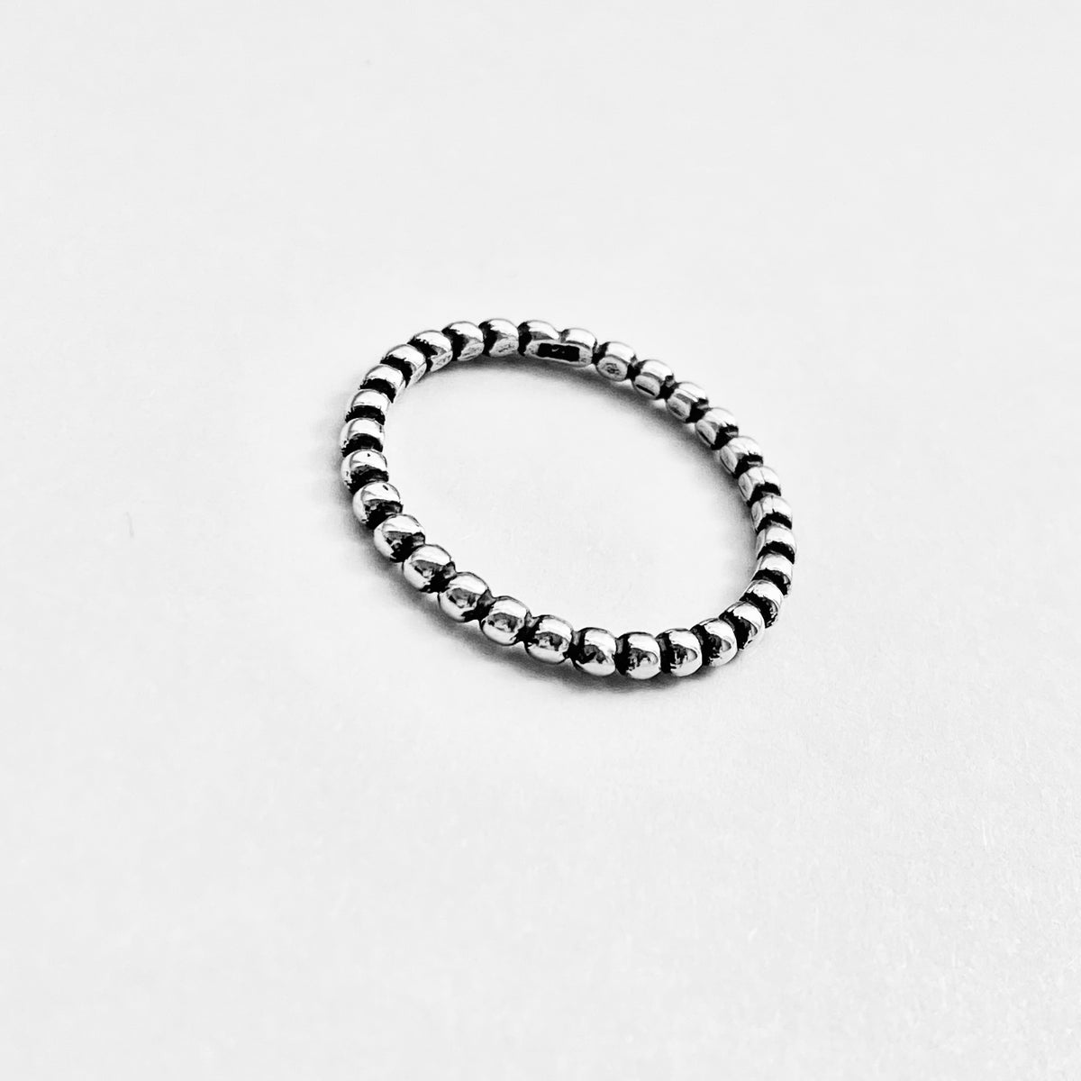 925 Sterling Silver Eternity Bead Ring | Dainty Stackable Beaded Wedding Band