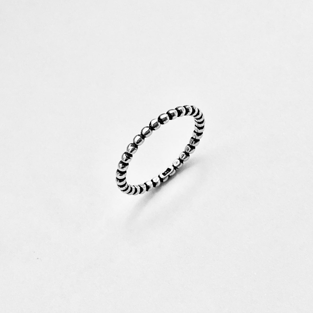 925 Sterling Silver Eternity Bead Ring | Dainty Stackable Beaded Wedding Band