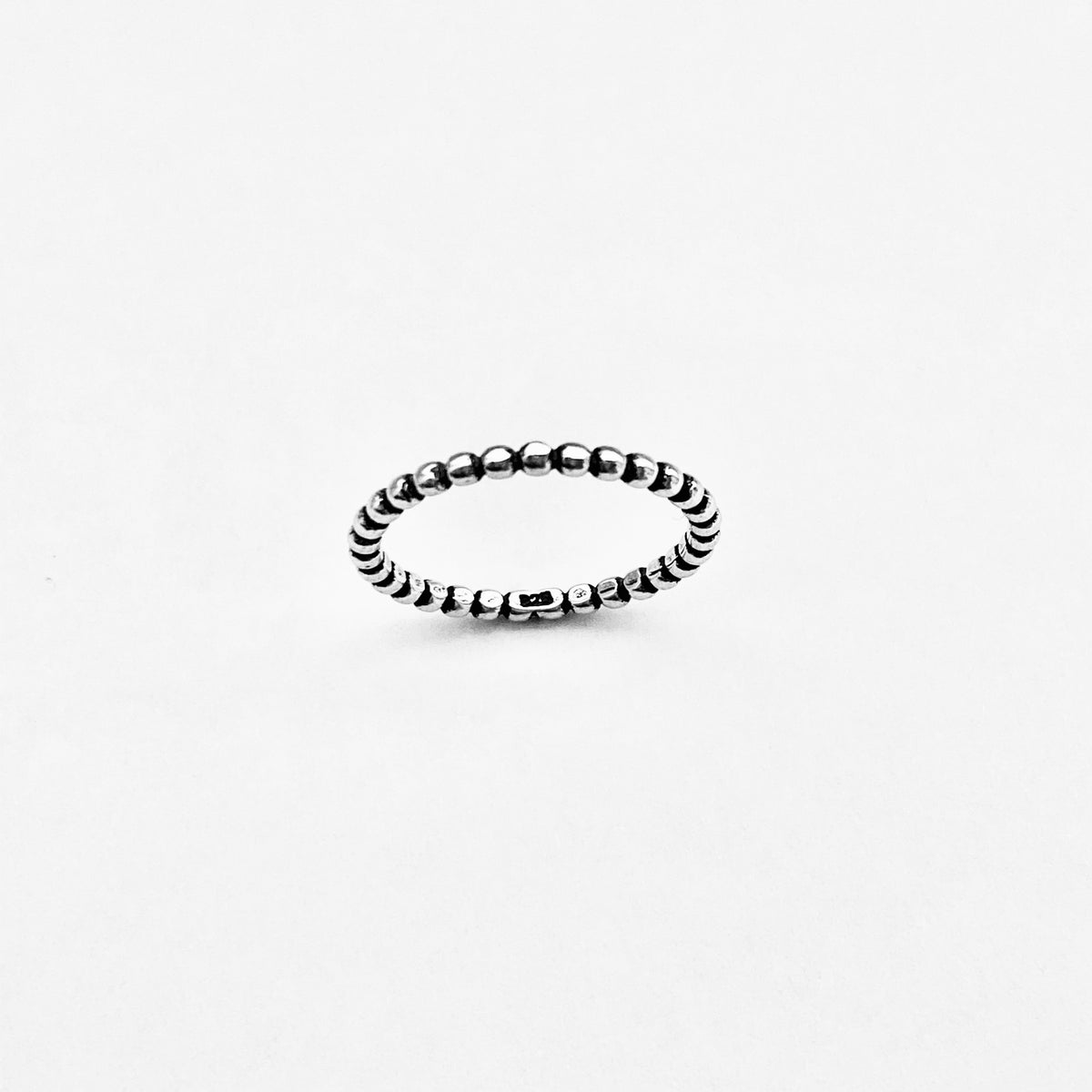 925 Sterling Silver Eternity Bead Ring | Dainty Stackable Beaded Wedding Band
