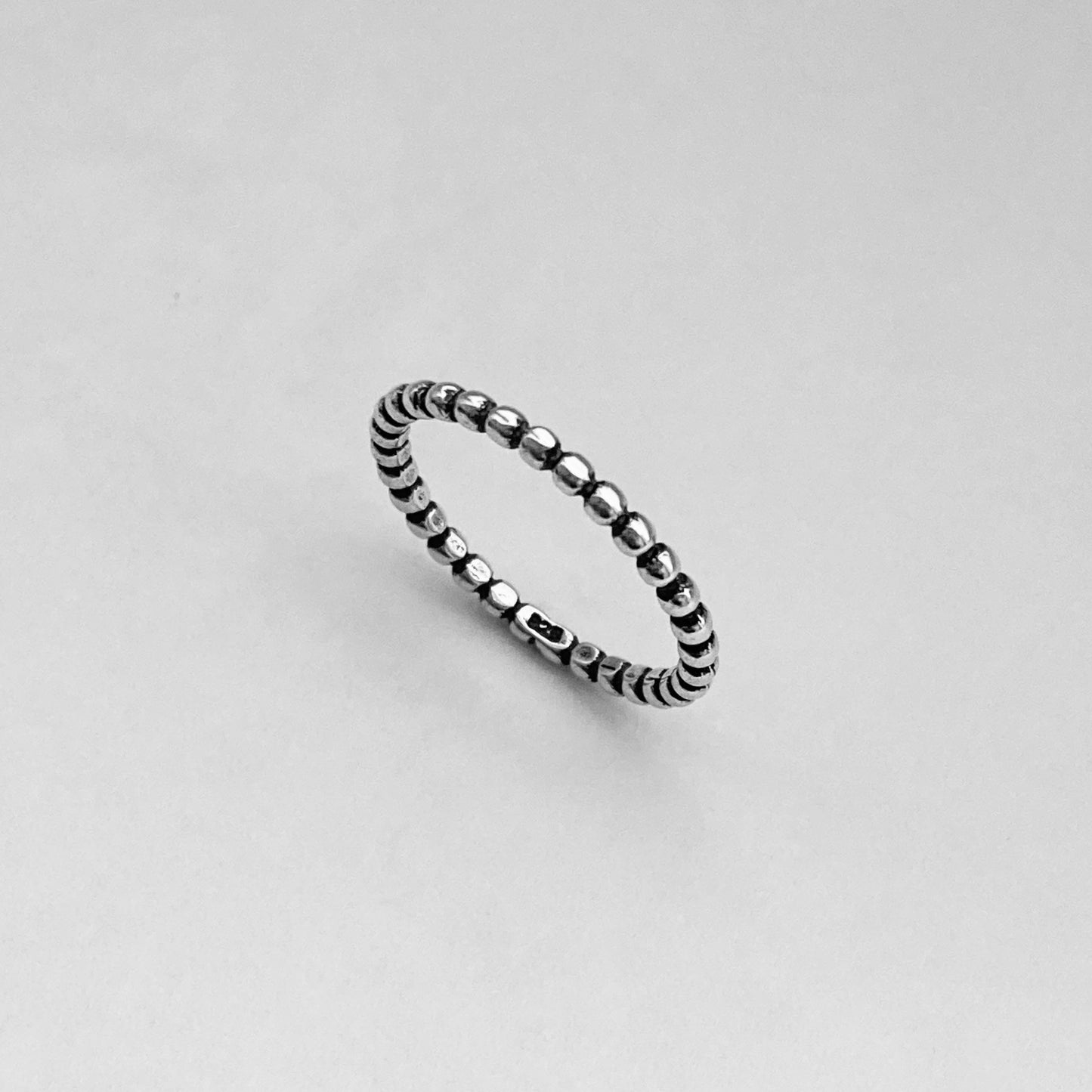 Sterling Silver Eternity Bead Ring, Stackable Silver Rings, Wedding Band