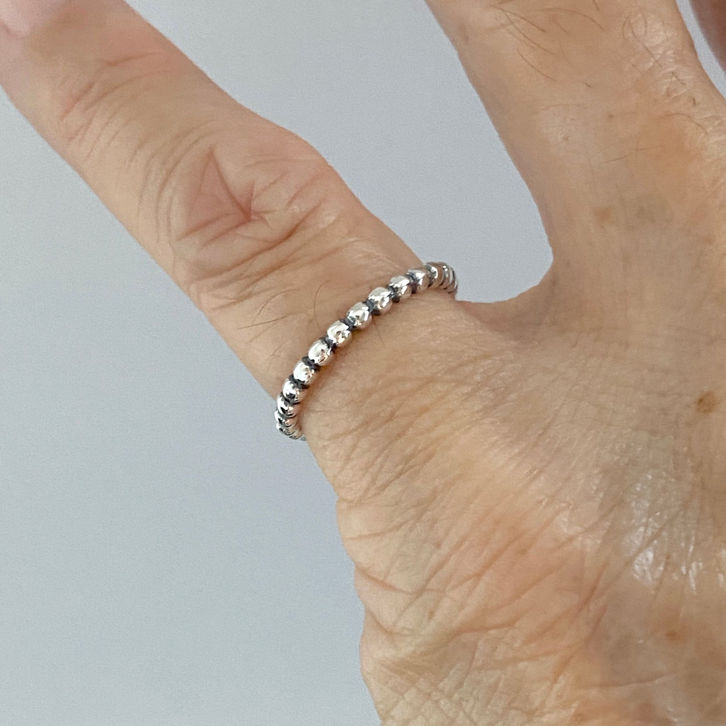 Sterling Silver Eternity Bead Ring, Stackable Silver Rings, Wedding Band