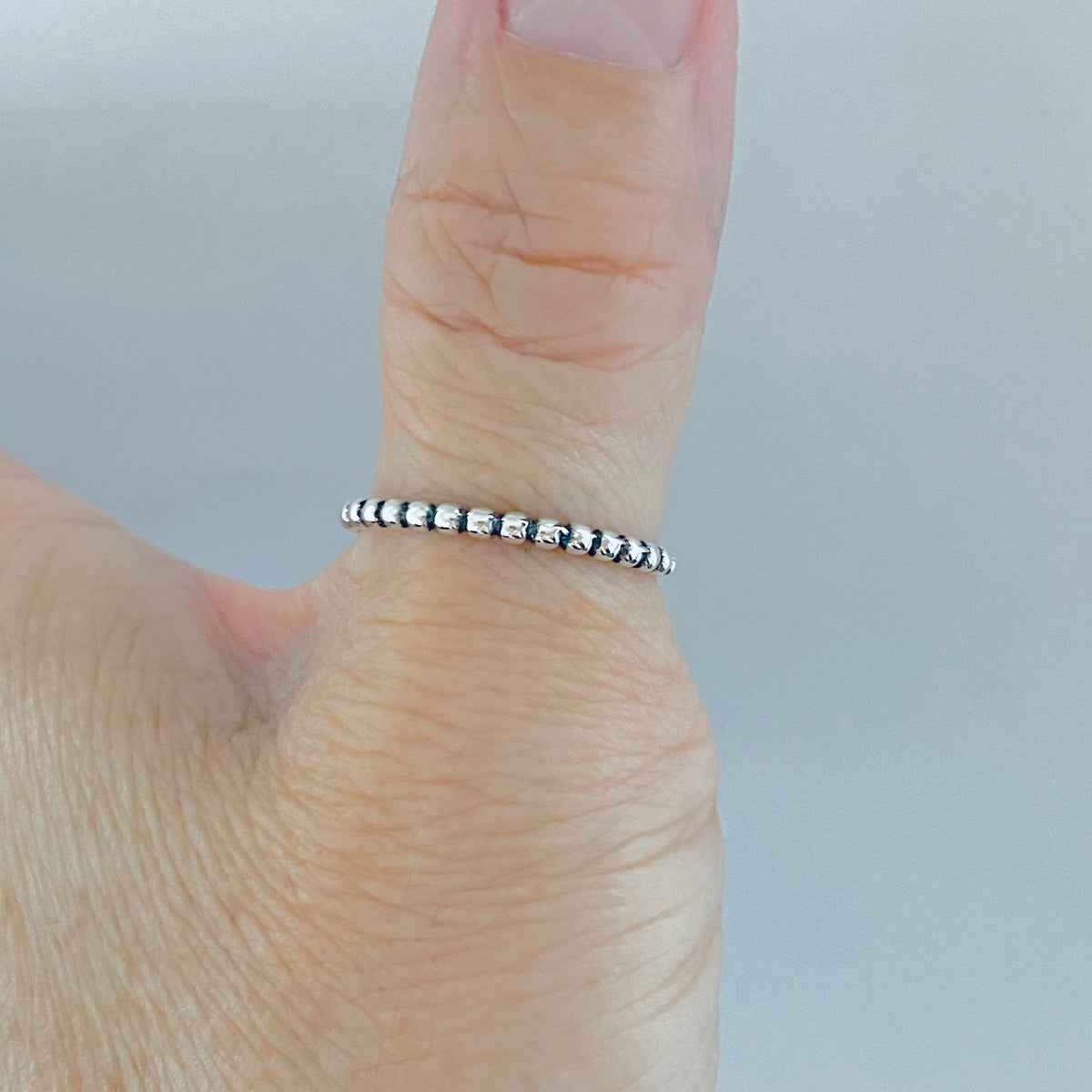925 Sterling Silver Eternity Bead Ring | Dainty Stackable Beaded Wedding Band