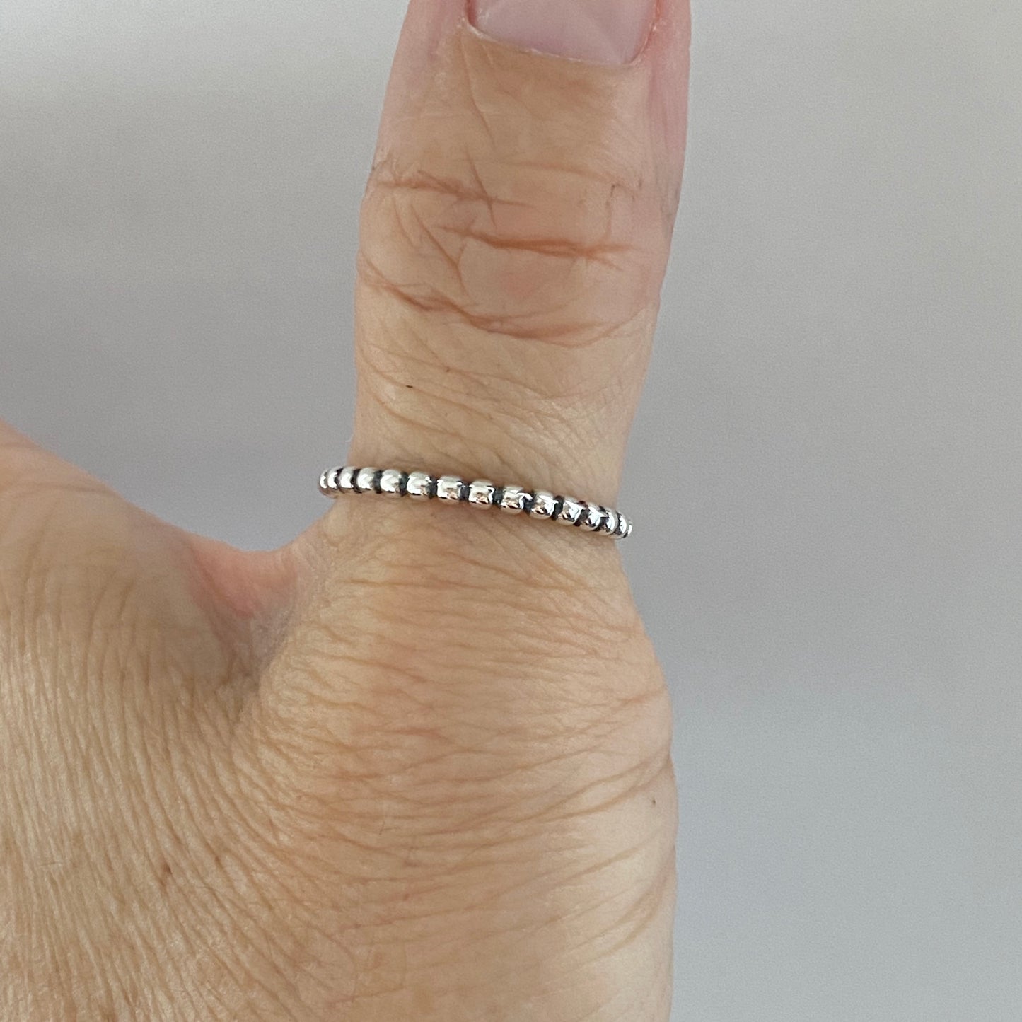 Sterling Silver Eternity Bead Ring, Stackable Silver Rings, Wedding Band