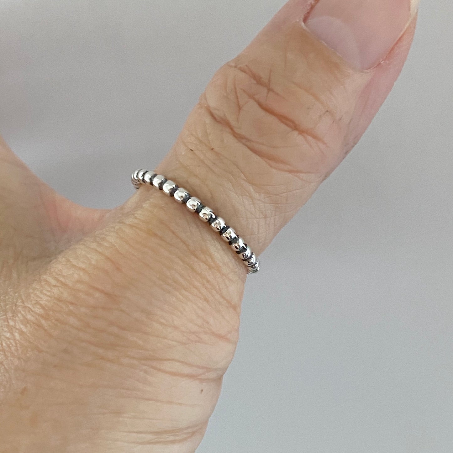 Sterling Silver Eternity Bead Ring, Stackable Silver Rings, Wedding Band