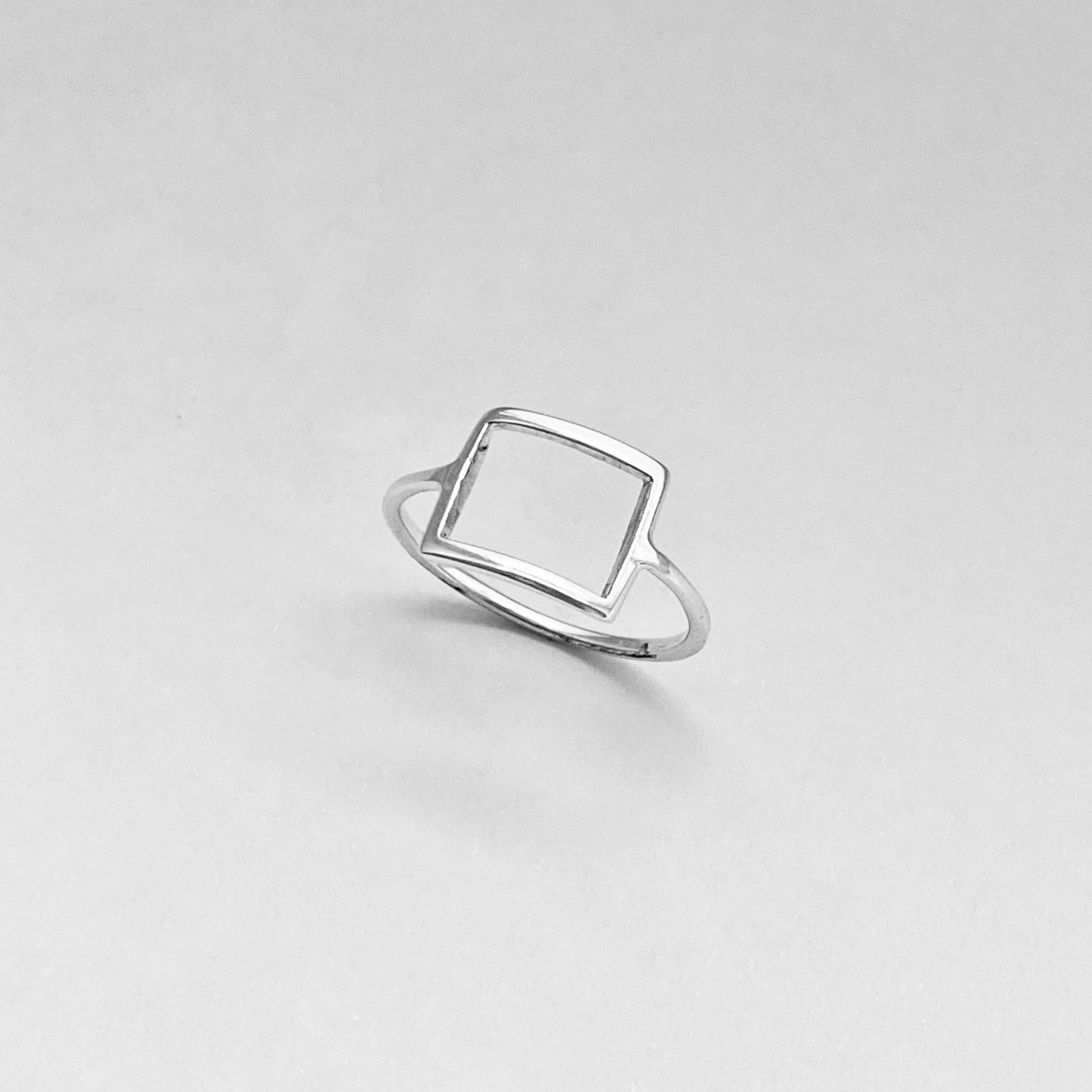 Sterling Silver Thin Open Square Ring, Delicate Ring, Halo Silver Rings, Dainty Box Ring