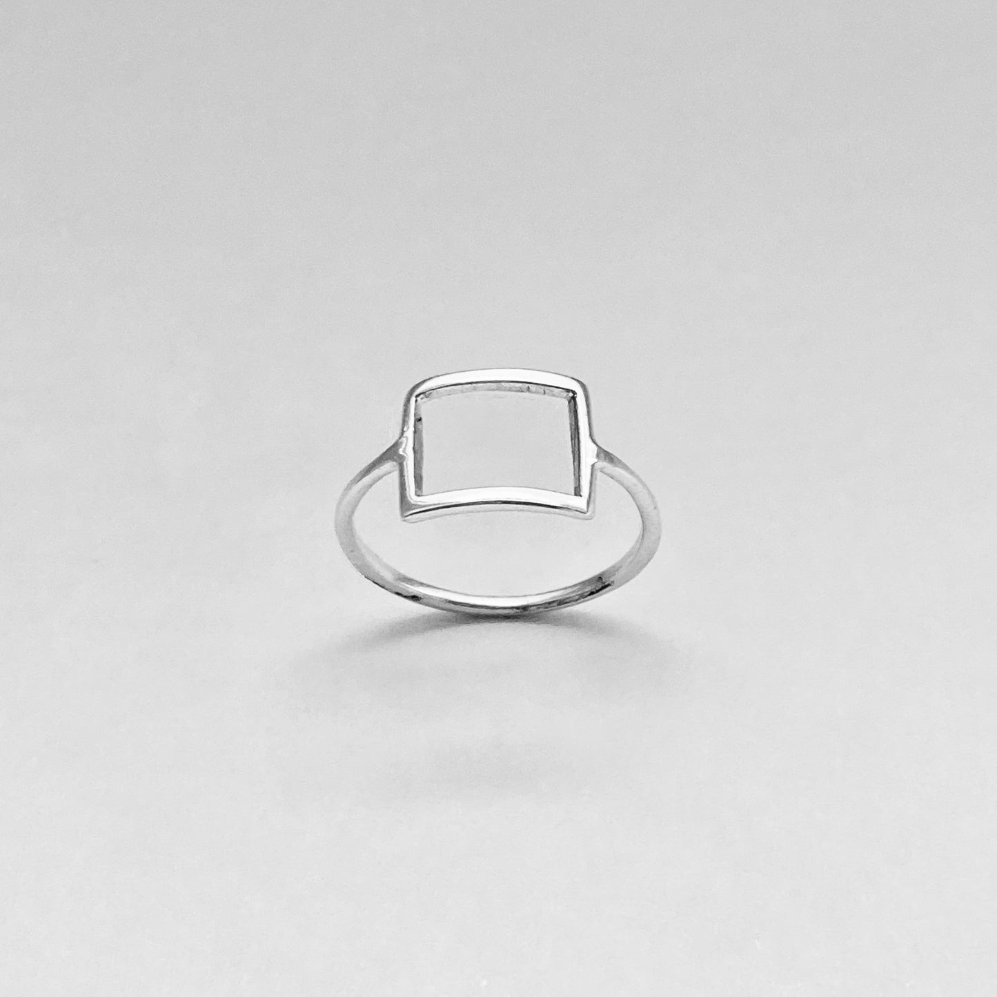 Sterling Silver Thin Open Square Ring, Delicate Ring, Halo Silver Rings, Dainty Box Ring