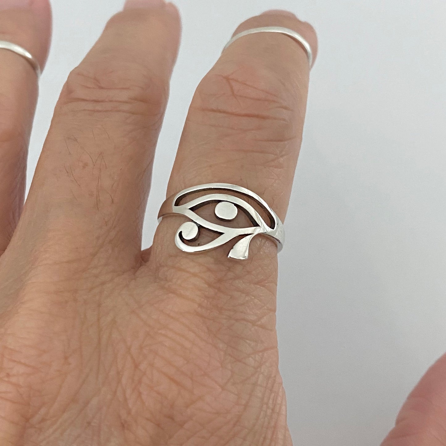 Sterling Silver Thin Delicate Ra Eye Ring, Eye of Horus Ring, Protection Silver Rings