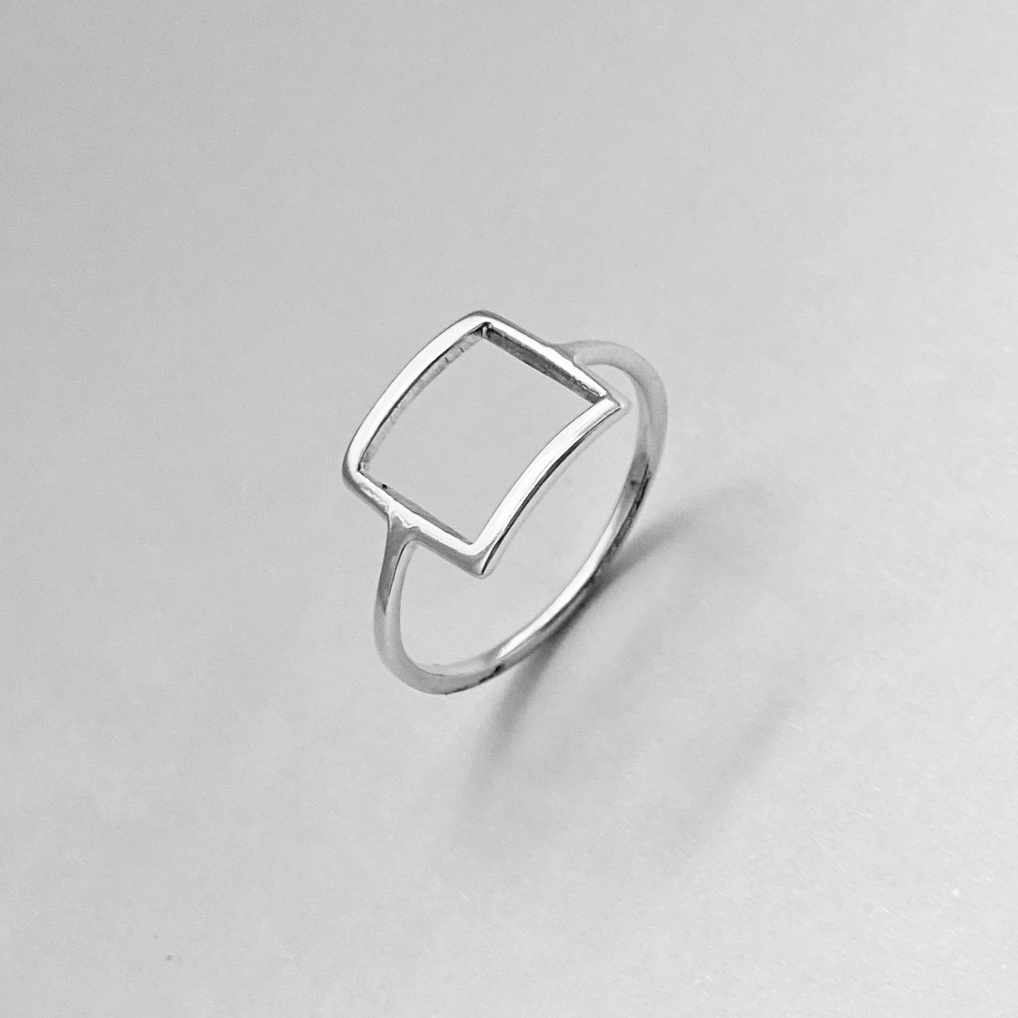 Sterling Silver Thin Open Square Ring, Delicate Ring, Halo Silver Rings, Dainty Box Ring