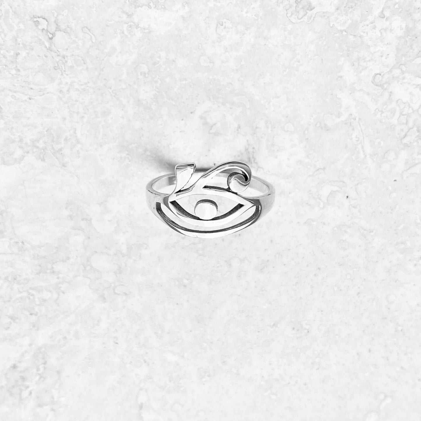 925 Sterling Silver Thin Eye of Ra Ring | Dainty Eye of Horus Protection Silver Rings