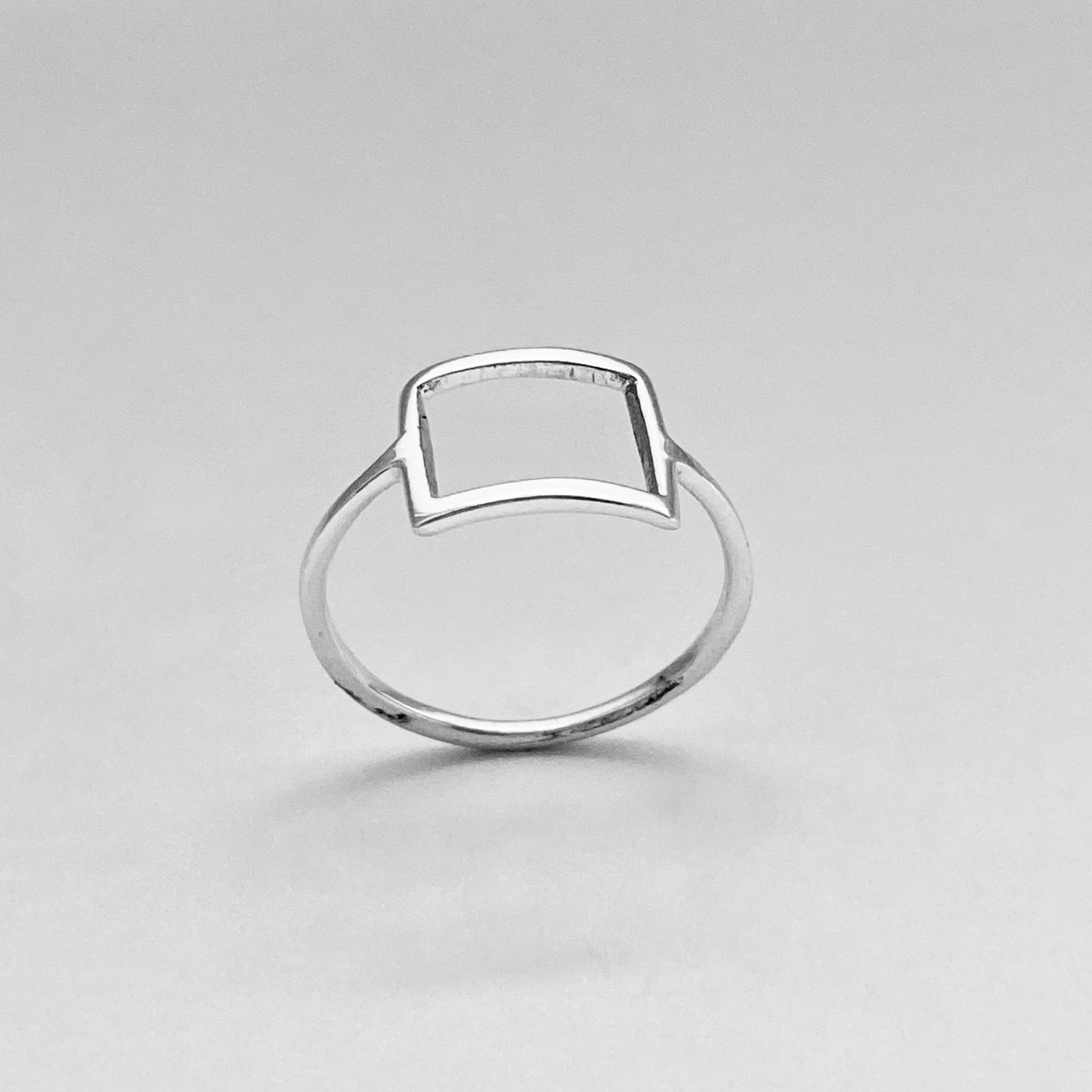 Sterling Silver Thin Open Square Ring, Delicate Ring, Halo Silver Rings, Dainty Box Ring