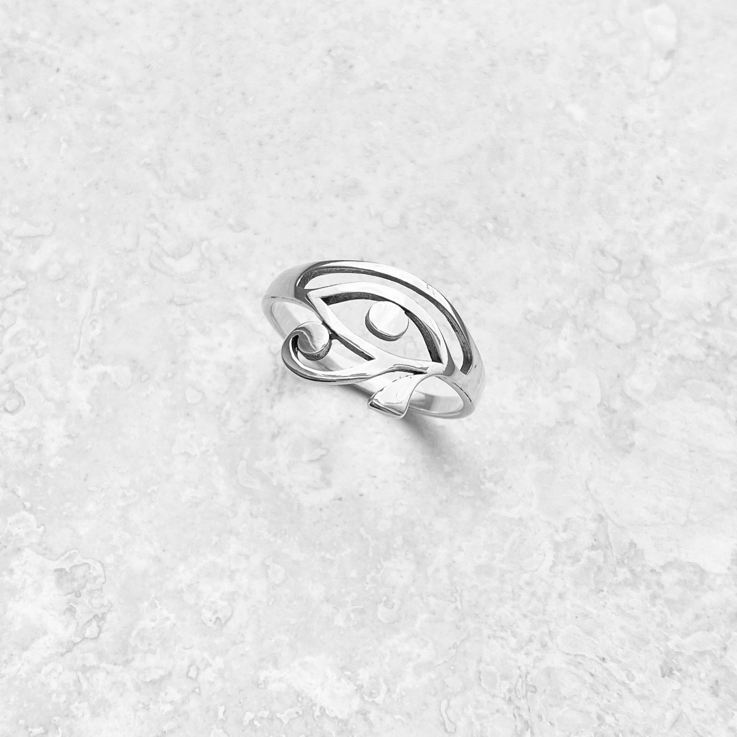 925 Sterling Silver Thin Eye of Ra Ring | Dainty Eye of Horus Protection Silver Rings